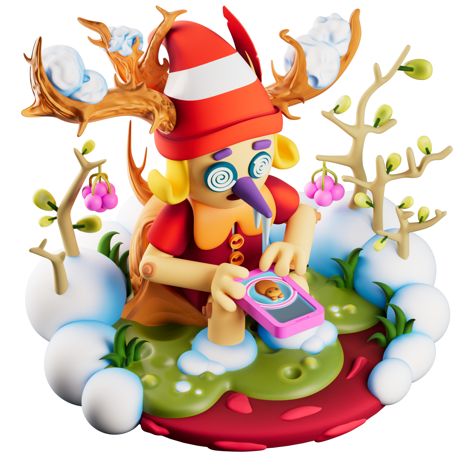 Спецпроект «Зимний сезон». 3D иллюстрации для VK Шаги — Изображение №14 — Иллюстрация на Dprofile