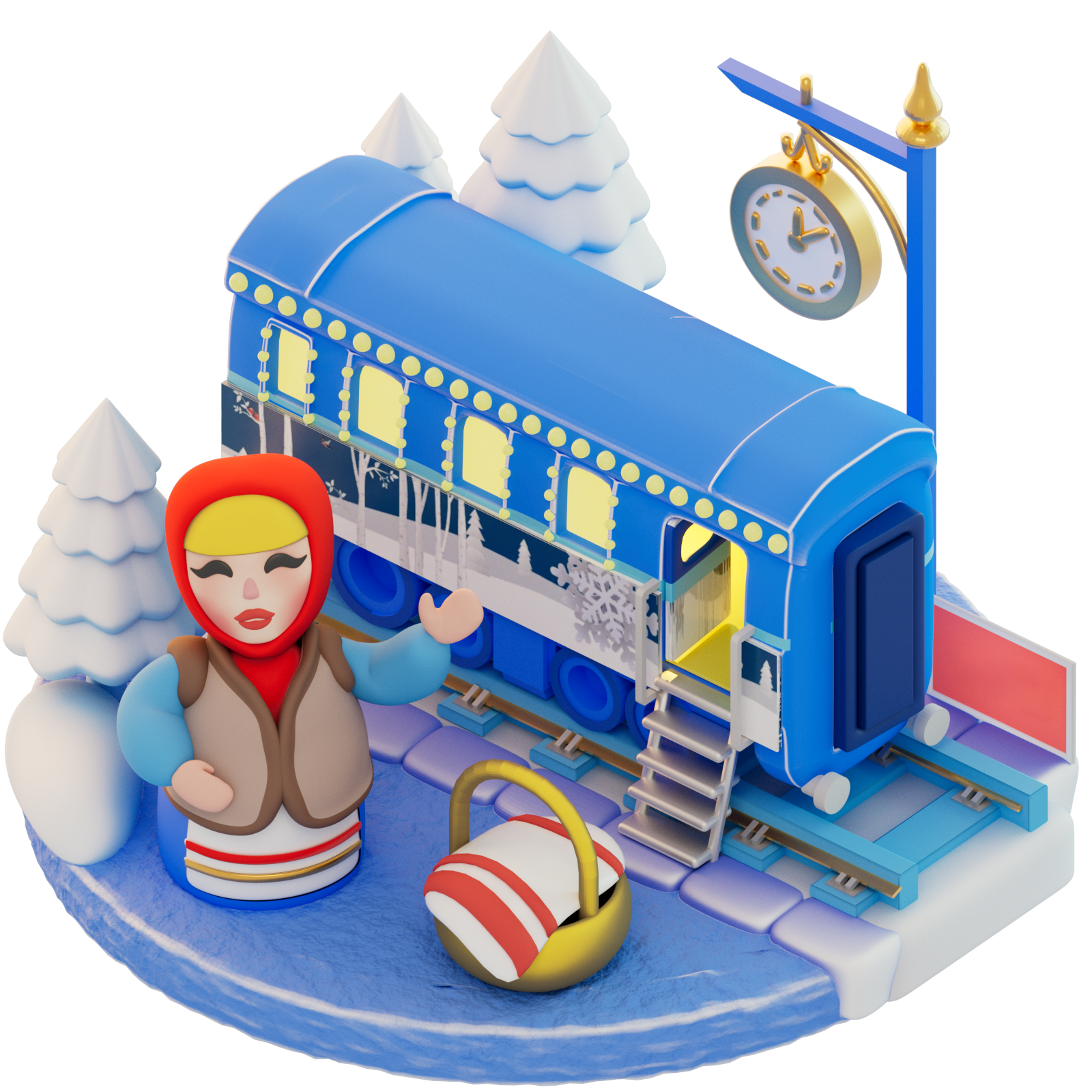 Спецпроект «Зимний сезон». 3D иллюстрации для VK Шаги — Изображение №17 — Иллюстрация на Dprofile