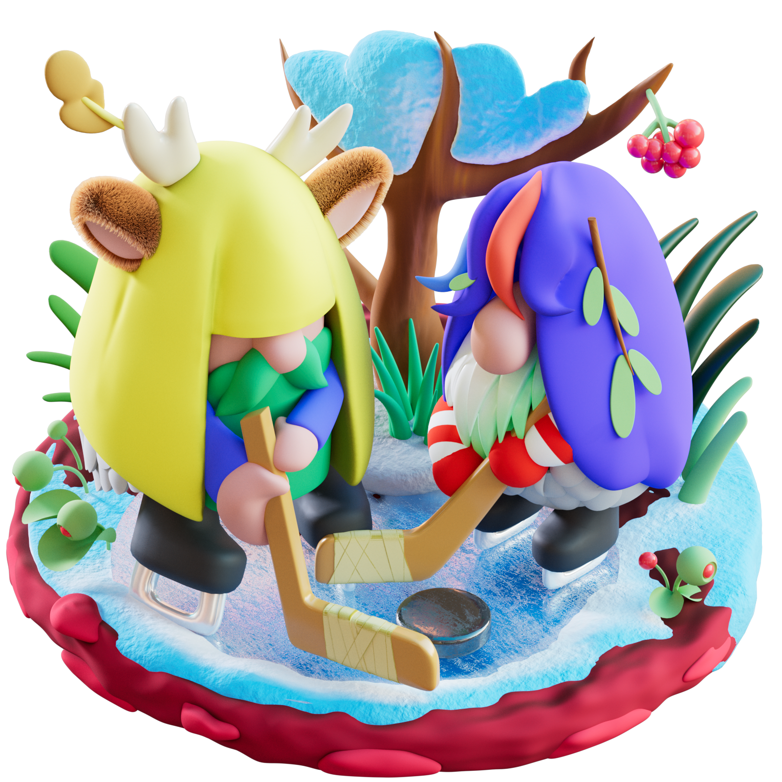 Спецпроект «Зимний сезон». 3D иллюстрации для VK Шаги — Изображение №21 — Иллюстрация на Dprofile