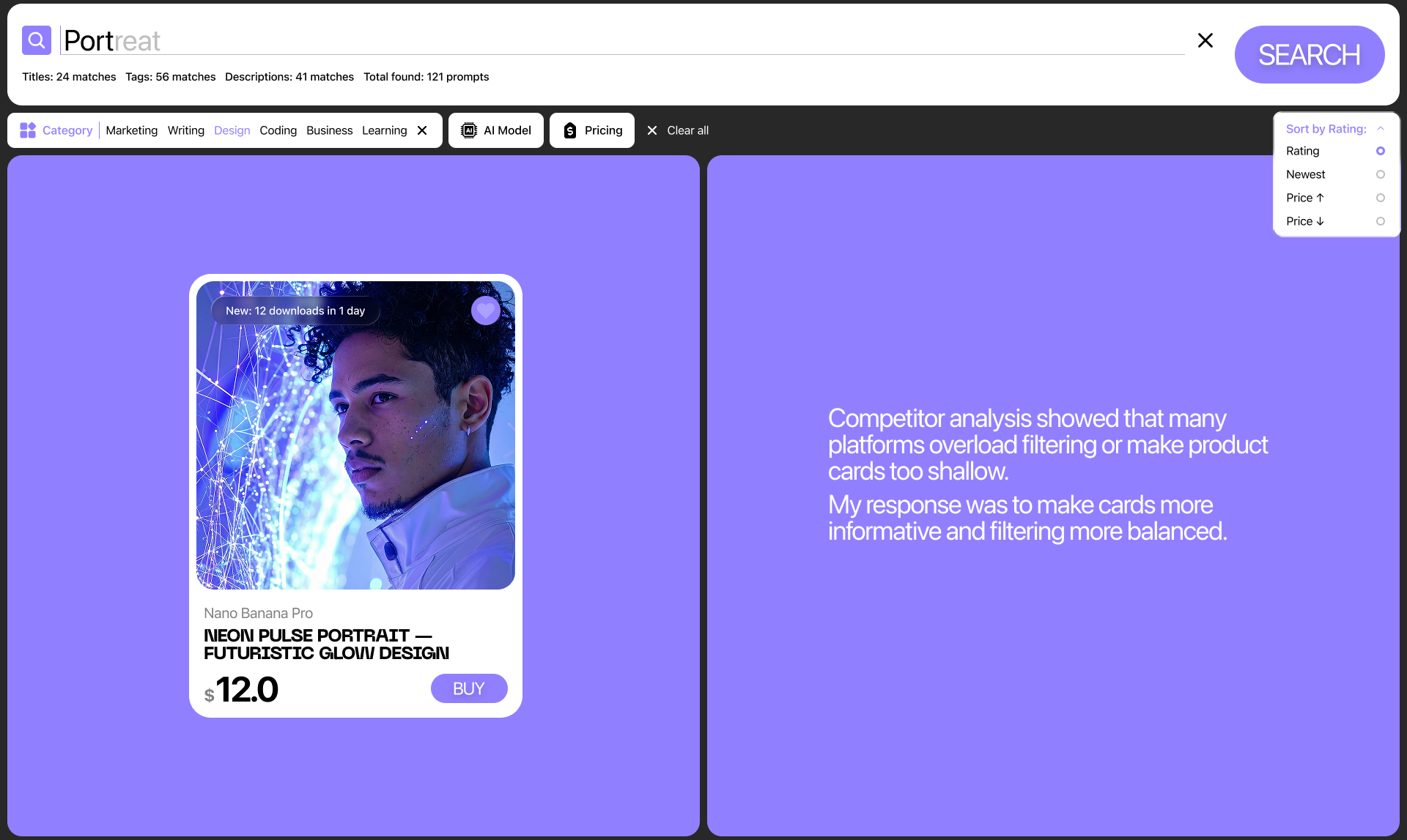 Aidea | AI Prompt Marketplace UX/UI Design — Изображение №8 — Интерфейсы на Dprofile