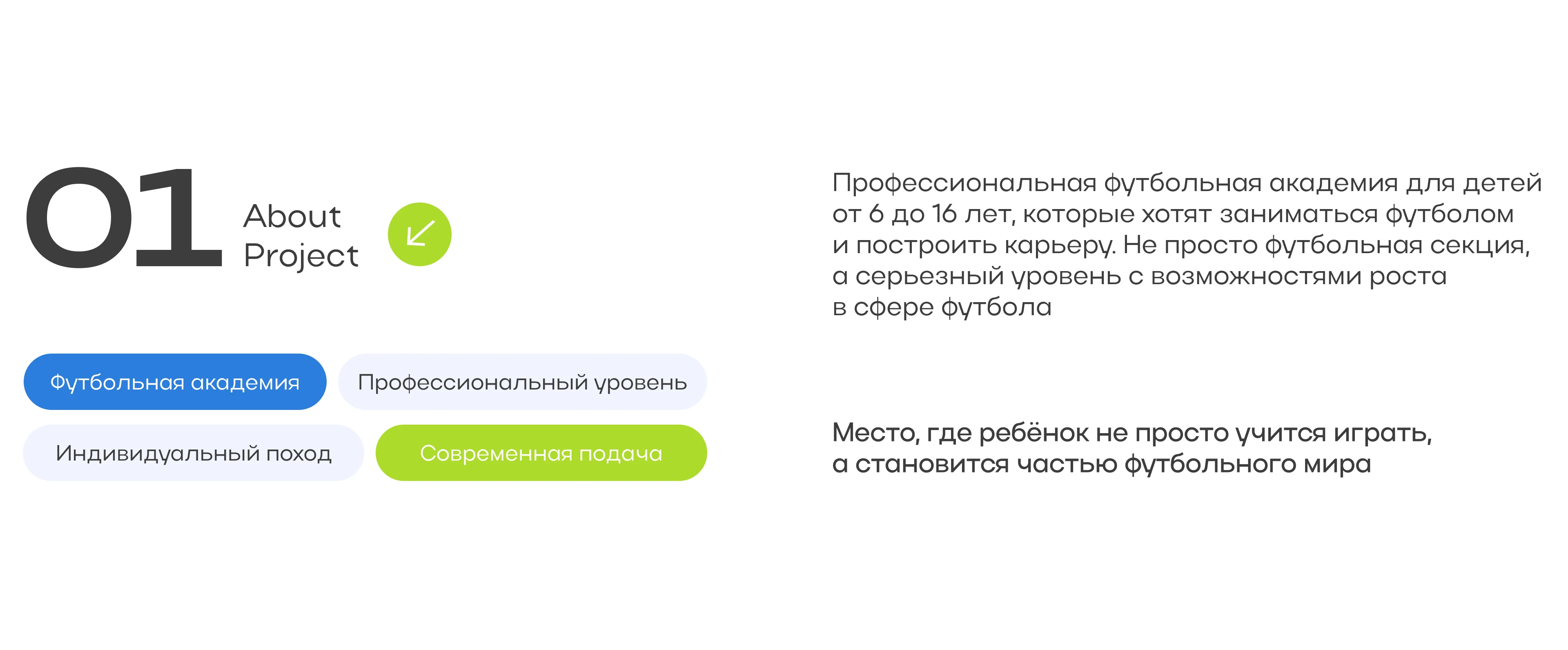 GOALWAY | Футбольная академия дизайн сайта — Изображение №2 — Интерфейсы, Анимация на Dprofile
