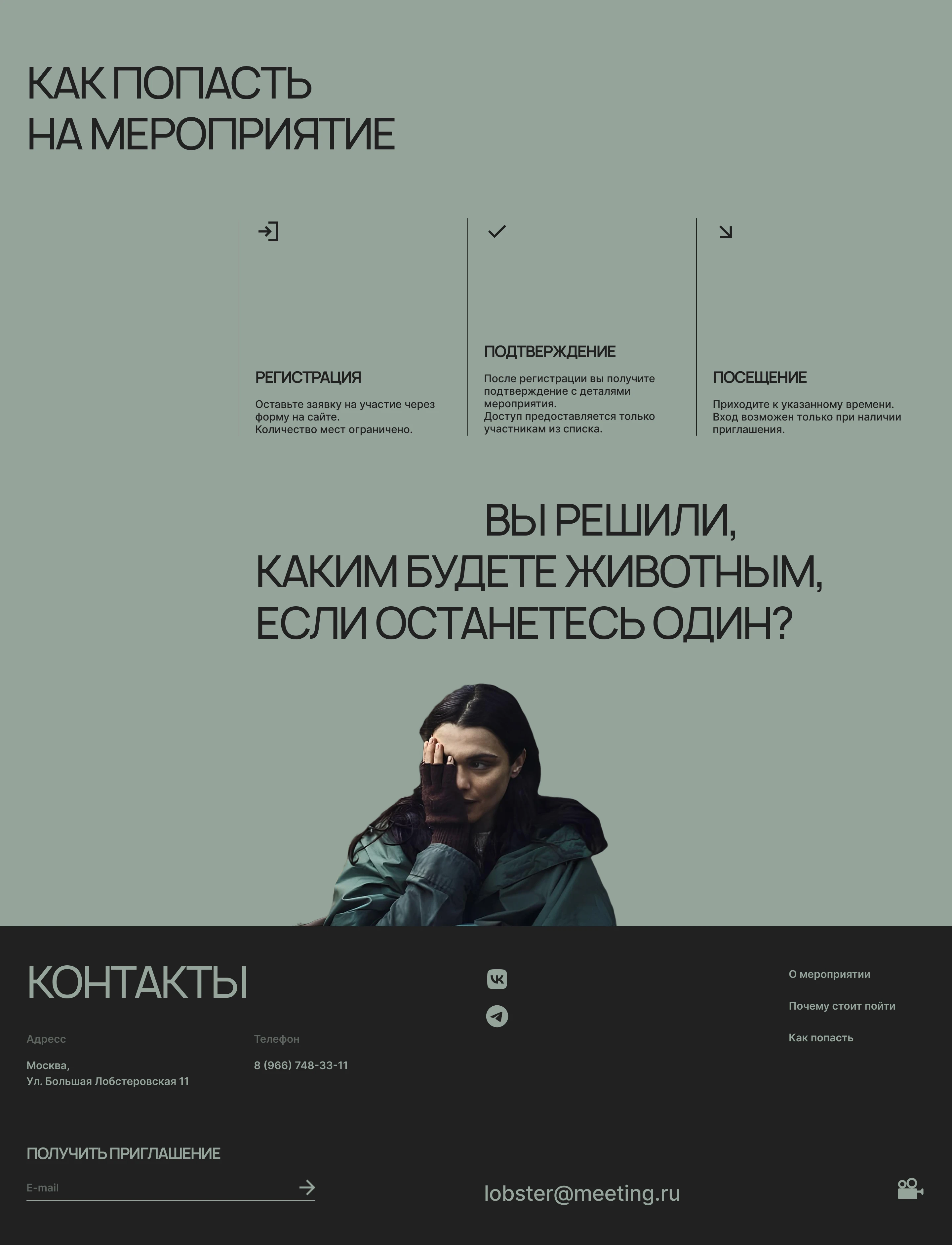 ЛОБСТЕР - сайт-приглашение на закрытый показ фильма — Изображение №4 — Интерфейсы, Иллюстрация на Dprofile