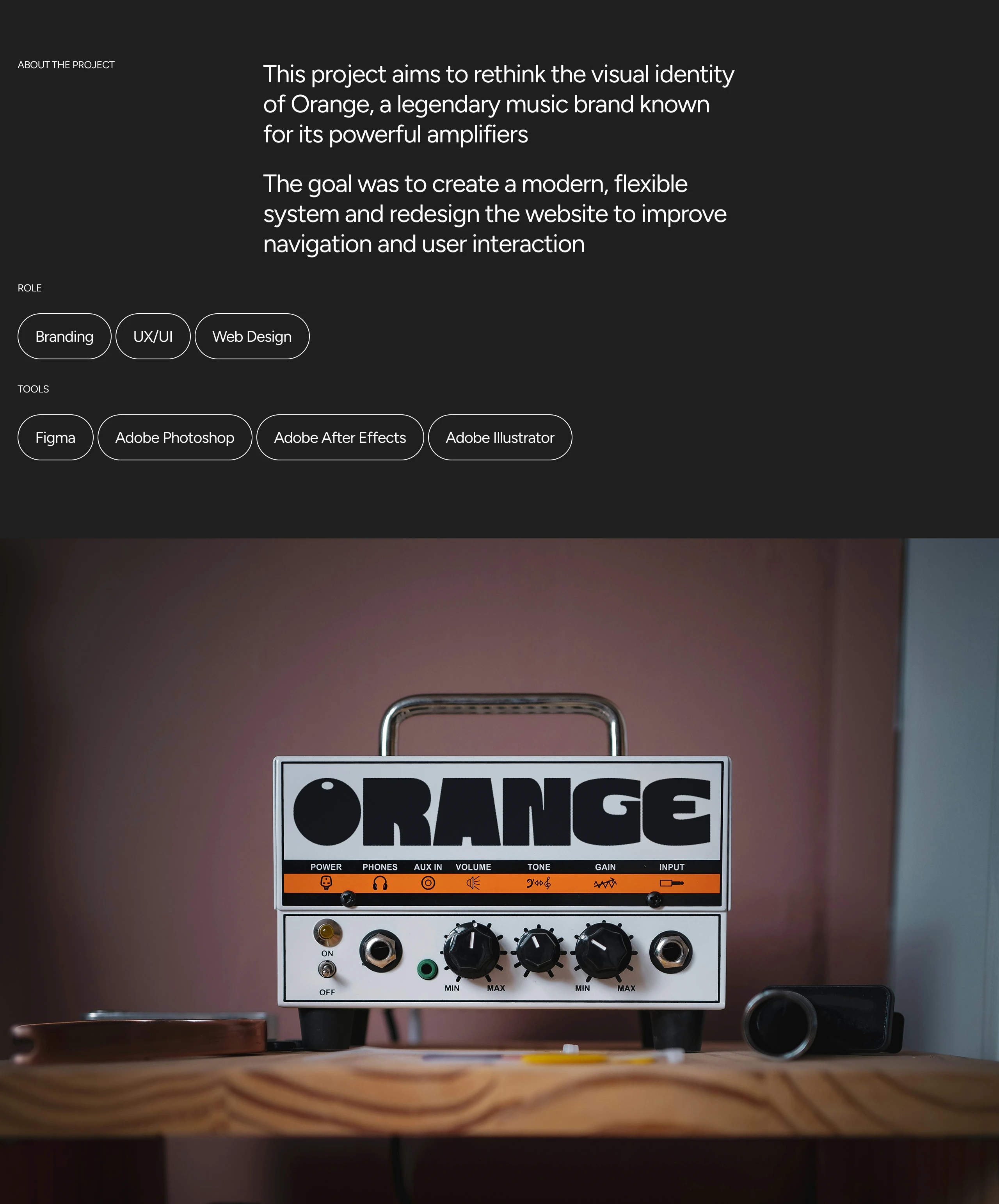 Orange Amplifiers | Website Redesign — Изображение №1 — Интерфейсы, Брендинг на Dprofile