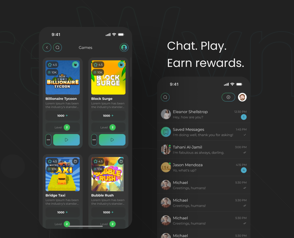 ReWyn (Chat. Play. Earn reward) — Интерфейсы на Dprofile