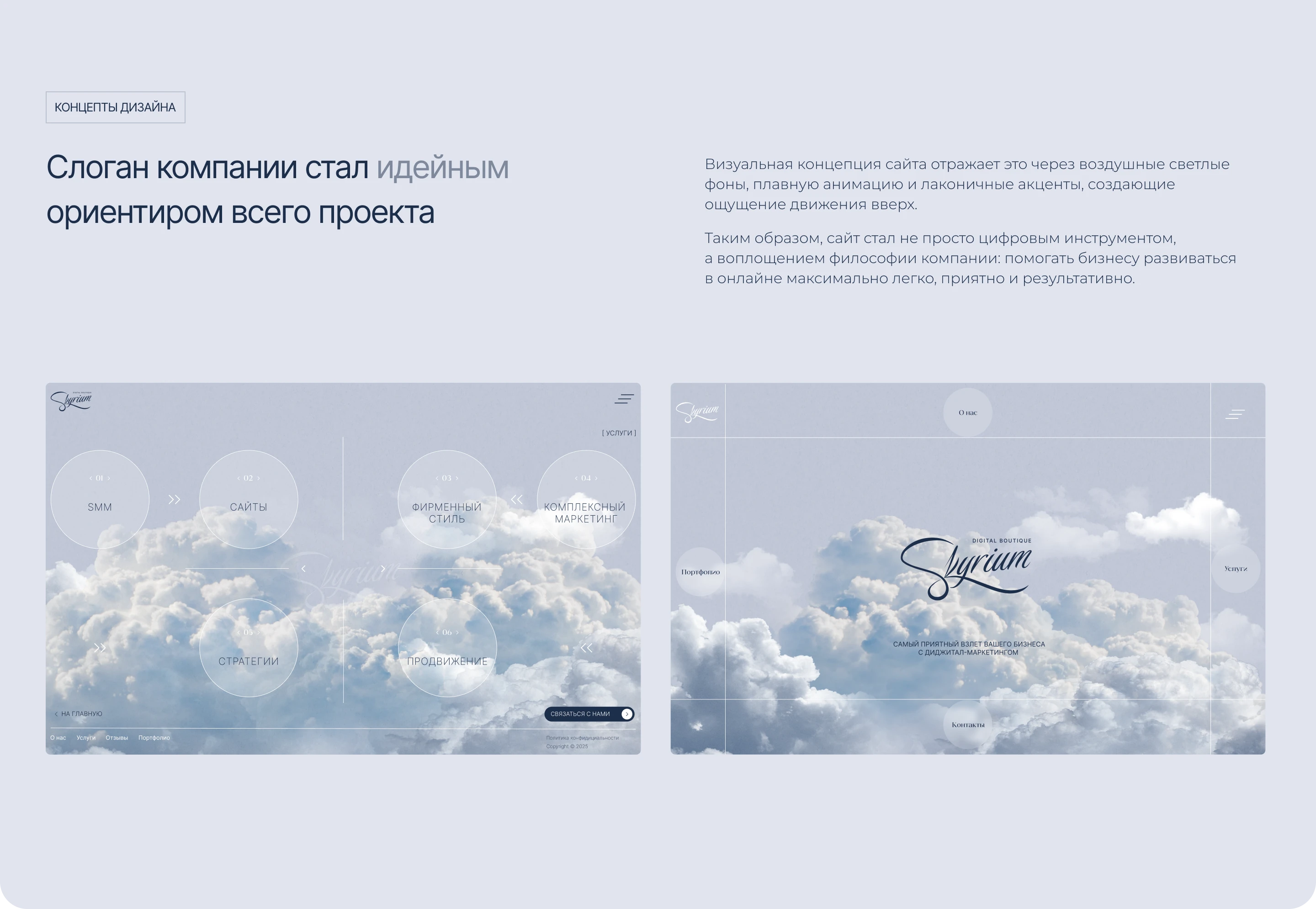 Skyrium digital boutique | диджитал-маркетинг — Изображение №4 — Интерфейсы на Dprofile