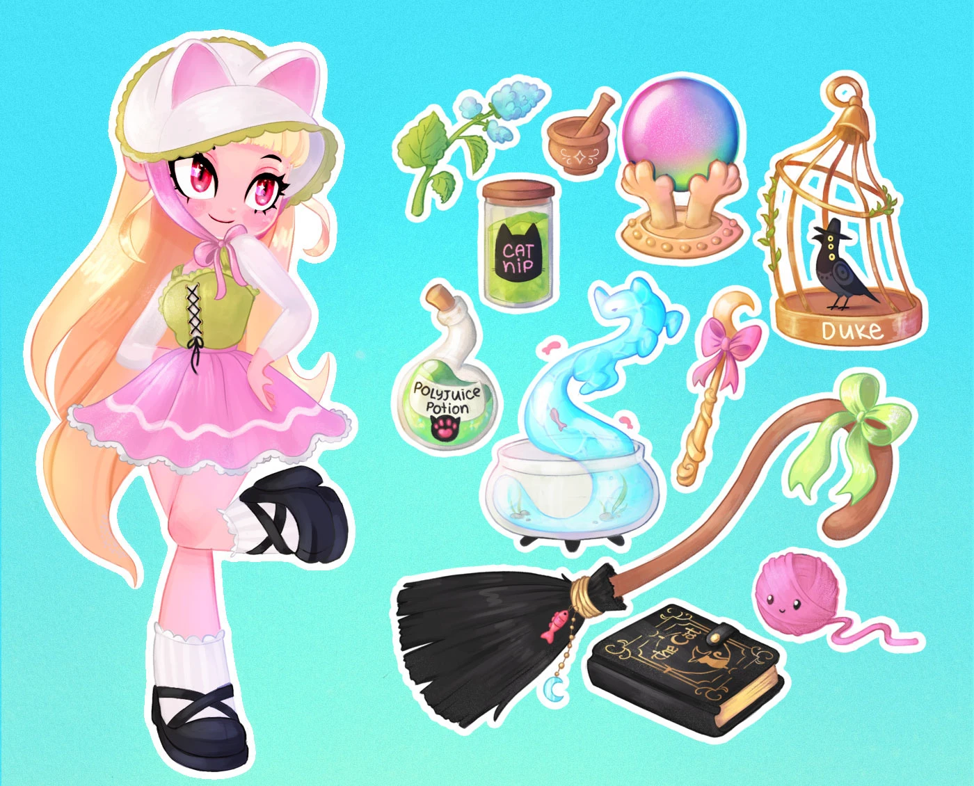 Стикерпак "Кошачья ведьма" — Изображение №7 — Брендинг, Иллюстрация на Dprofile