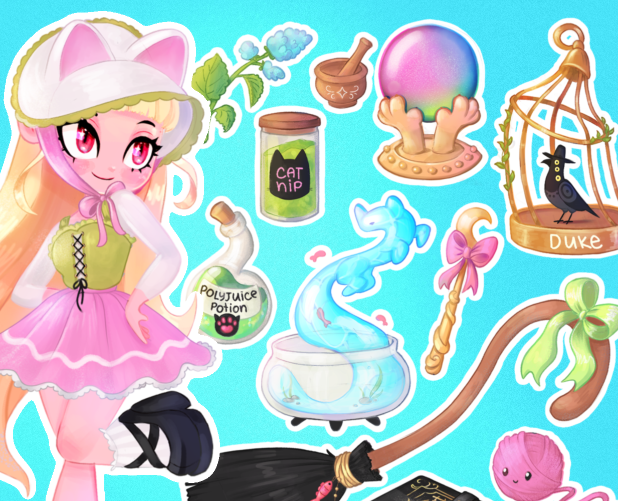 Стикерпак "Кошачья ведьма" на Dprofile