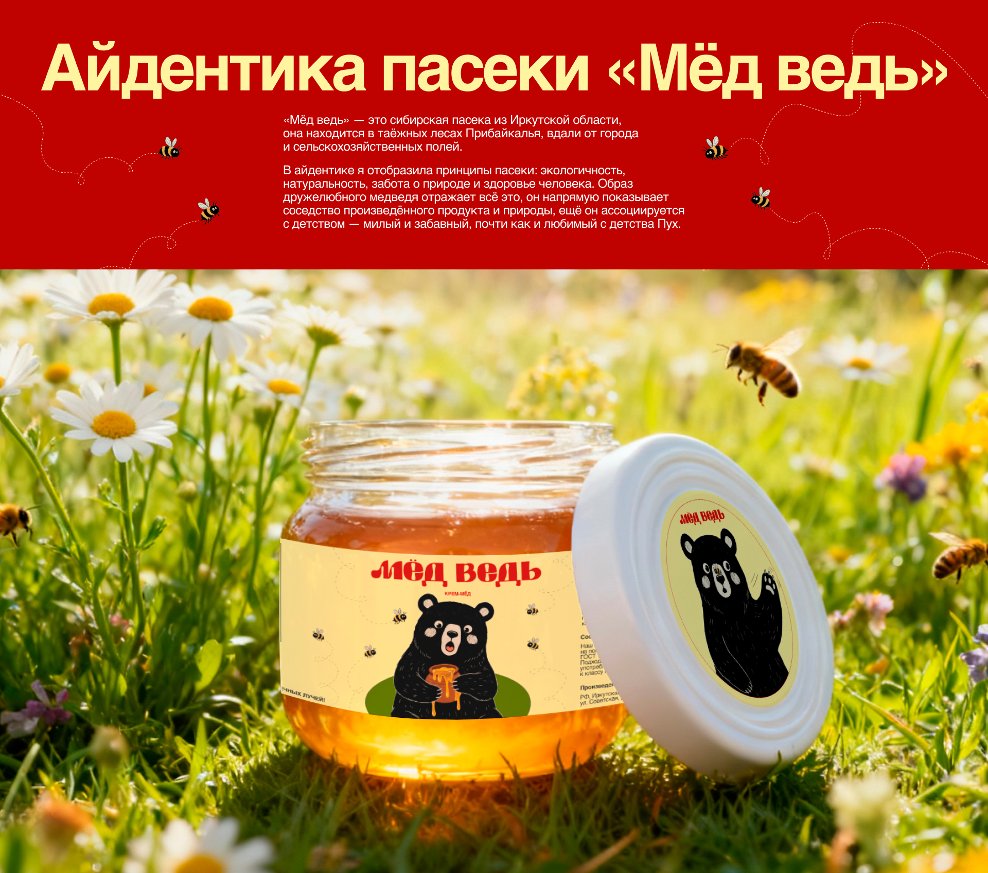 Пасека МЁД ВЕДЬ | АЙДЕНТИКА — Изображение №1 — Брендинг, Графика на Dprofile