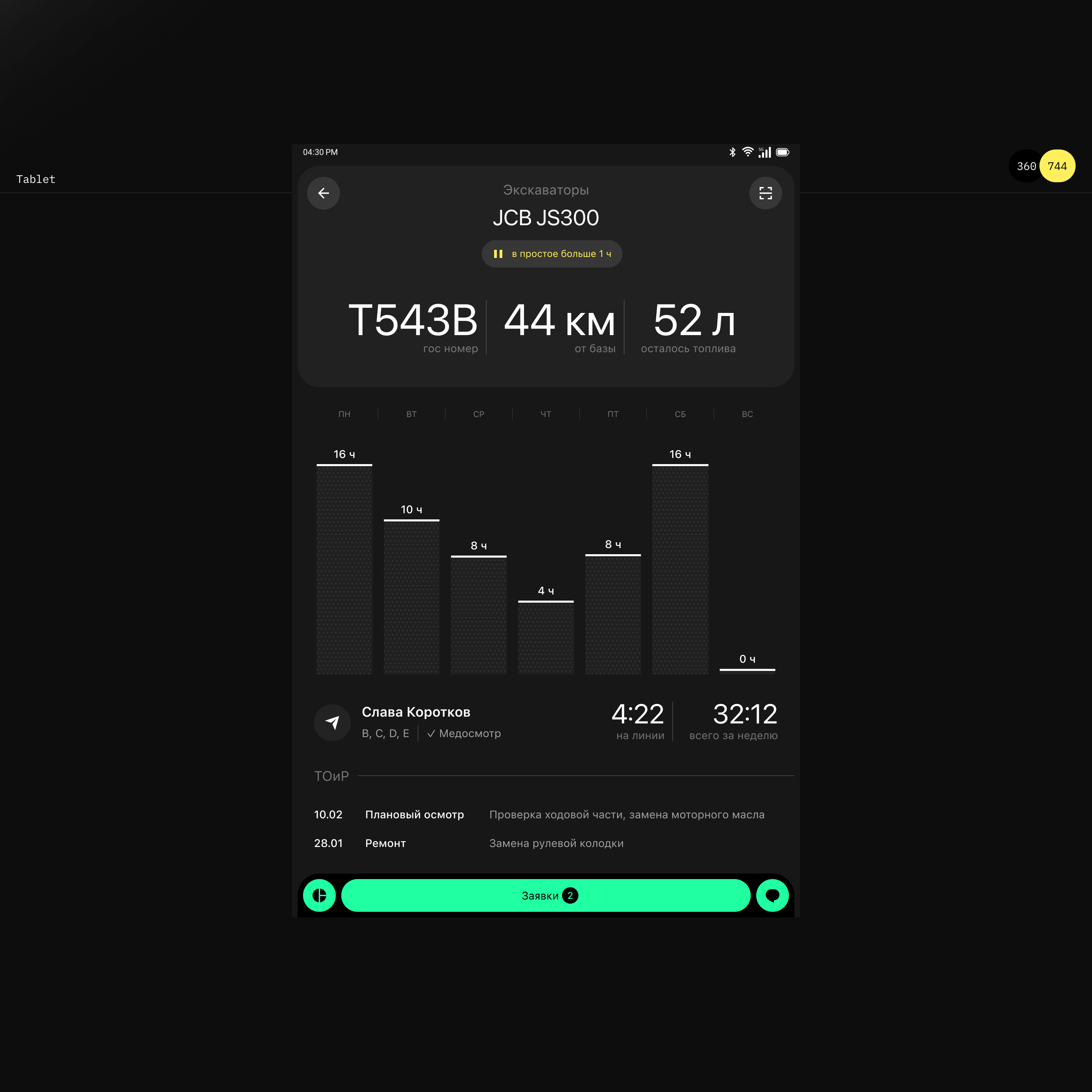 SOER | Контроль спецтехники — Изображение №5 — Интерфейсы на Dprofile