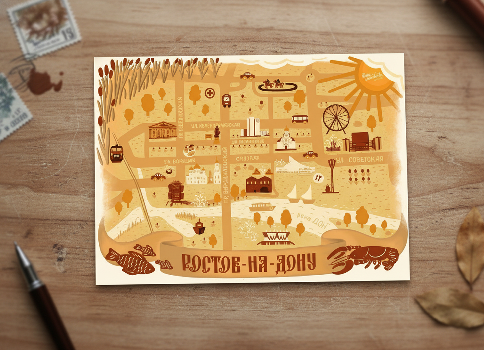 Карта города - открытка. — Изображение №1 — Иллюстрация, Графика на Dprofile