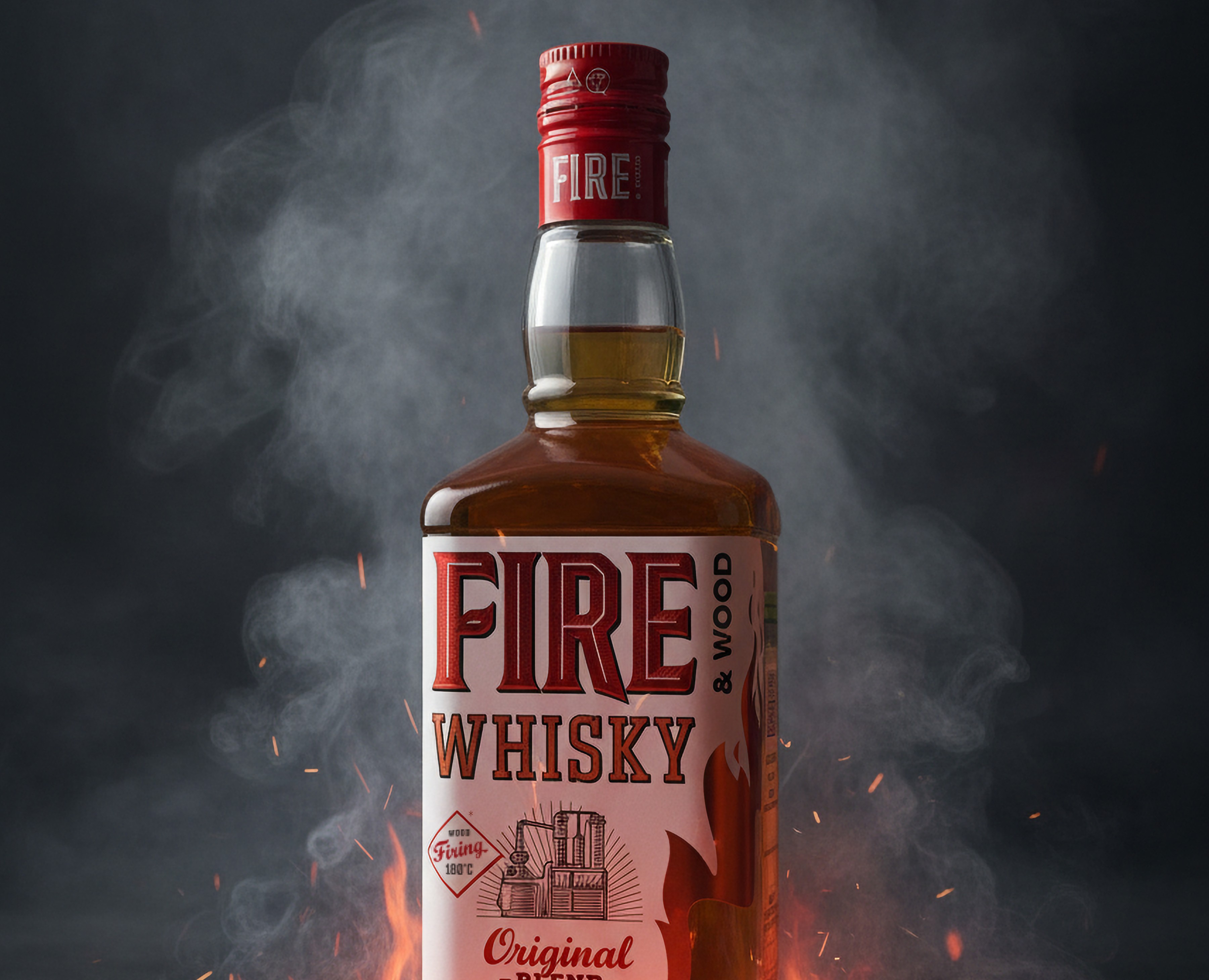Виски Fire & Wood — Брендинг, Графика на Dprofile
