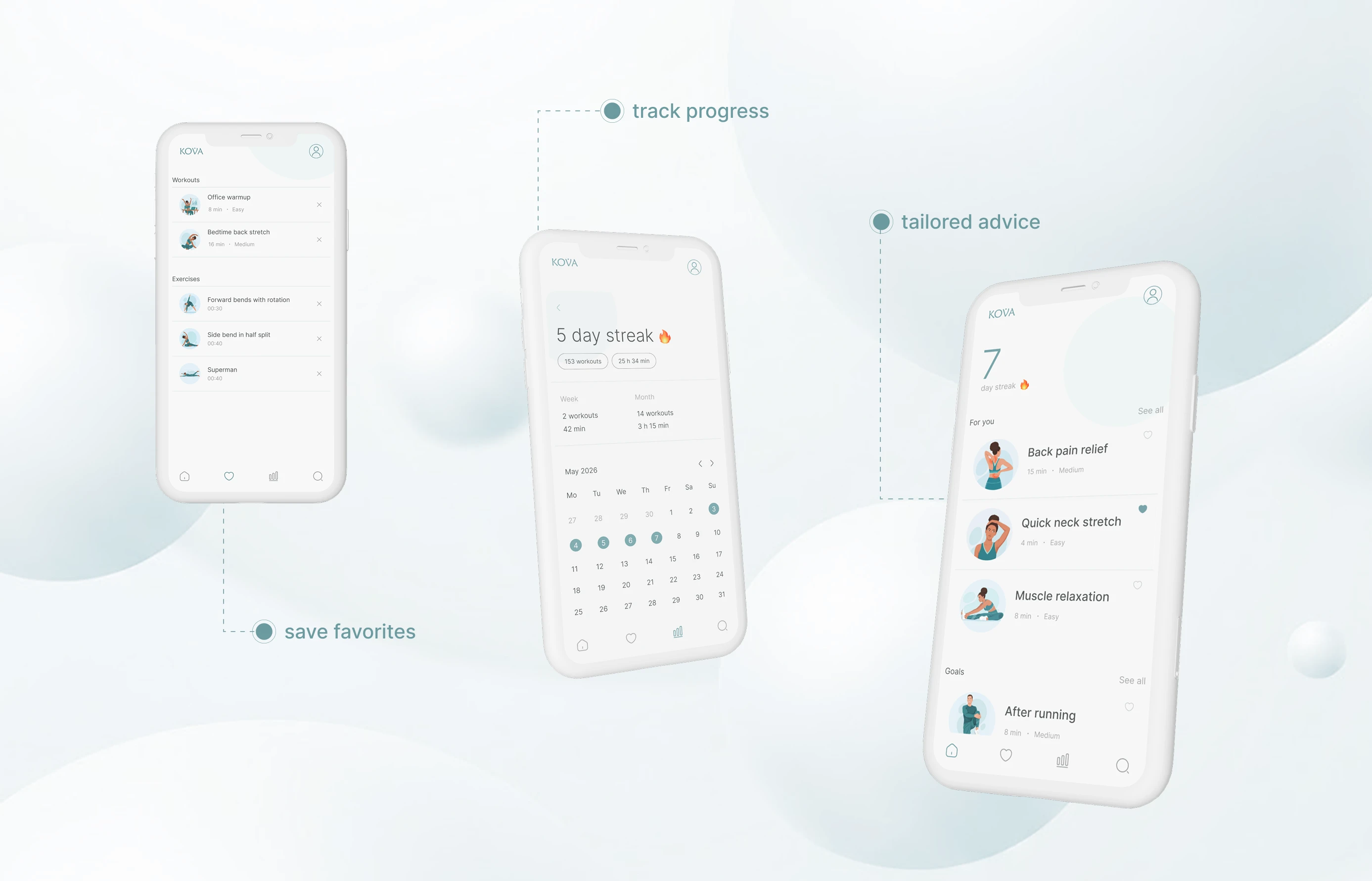 KOVA — приложение для растяжки и повышения подвижности | UX/UI case study — Изображение №7 — Интерфейсы на Dprofile
