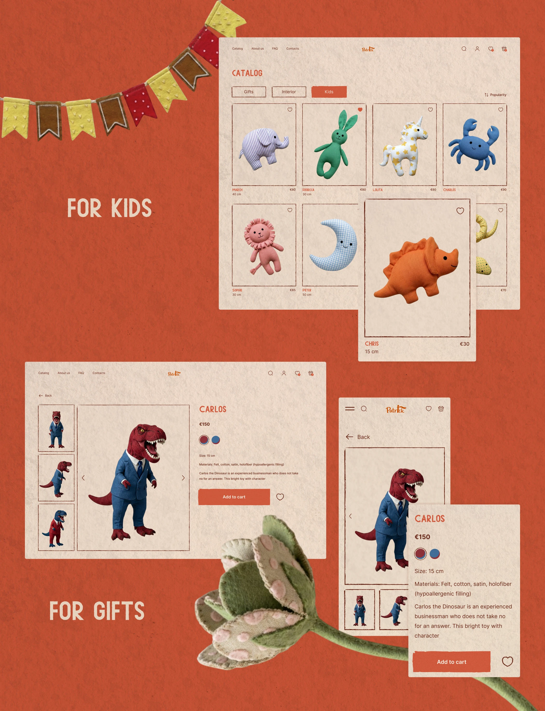 Patrick — online store UI for handmade soft toys — Изображение №4 — Интерфейсы на Dprofile