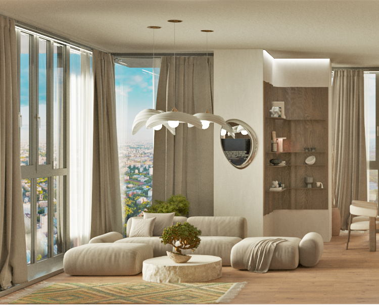 Дизайн интерьеров квартиры в стиле ваби-саби на Dprofile