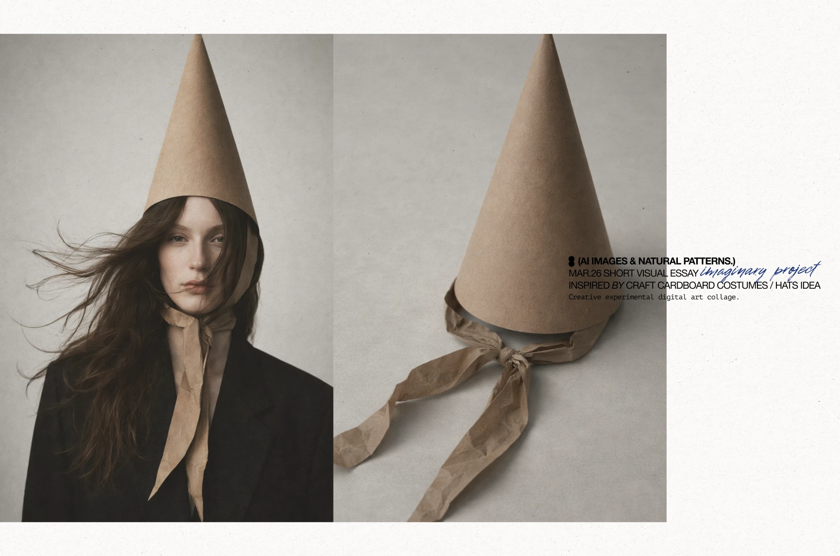 Cardboard hats (AI&craft design) :: creative visual essay — Изображение №1 — Иллюстрация, Нейро на Dprofile