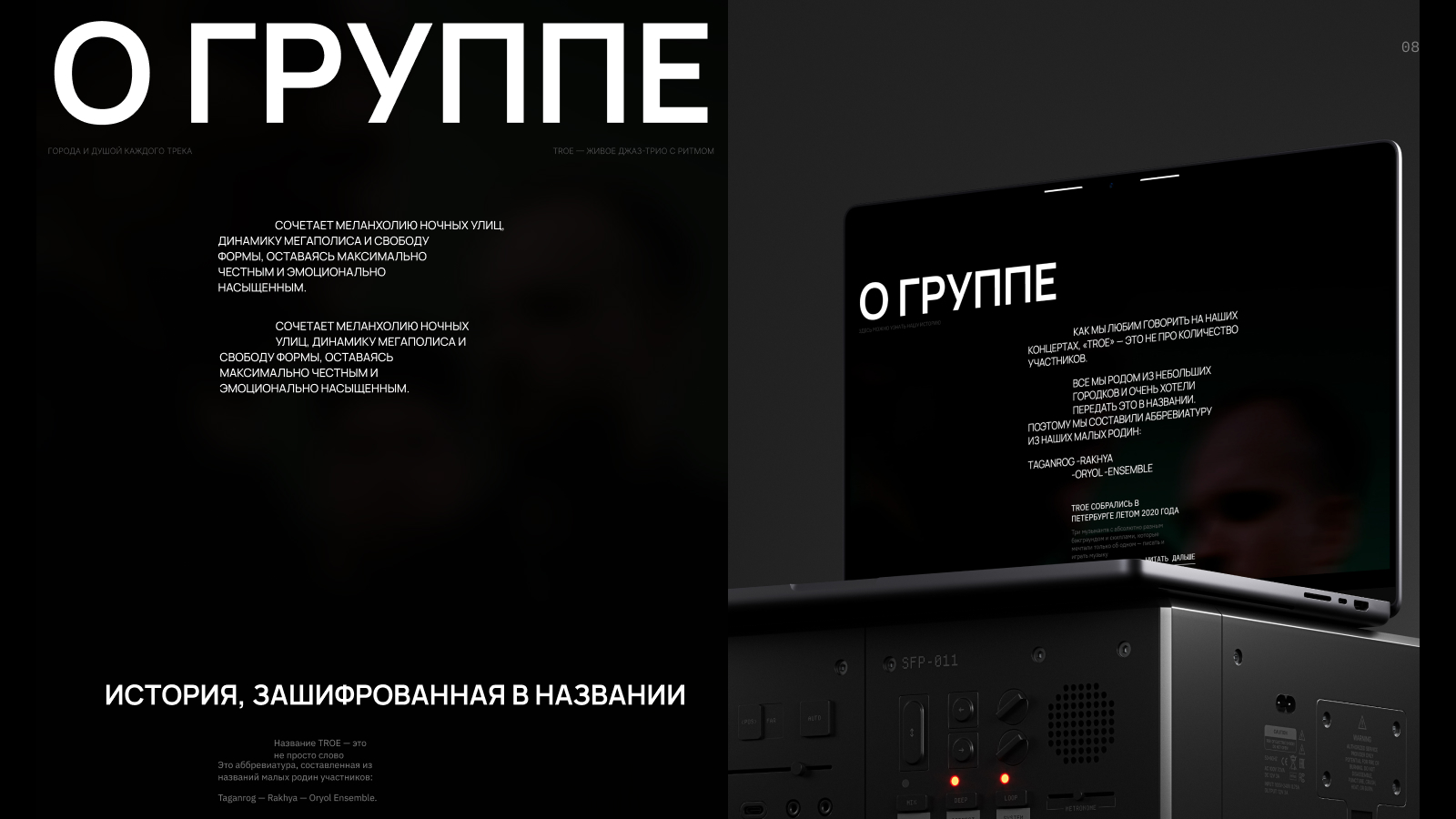 TROE — имиджевый сайт для музыкальной группы — Изображение №10 — Интерфейсы, Брендинг на Dprofile