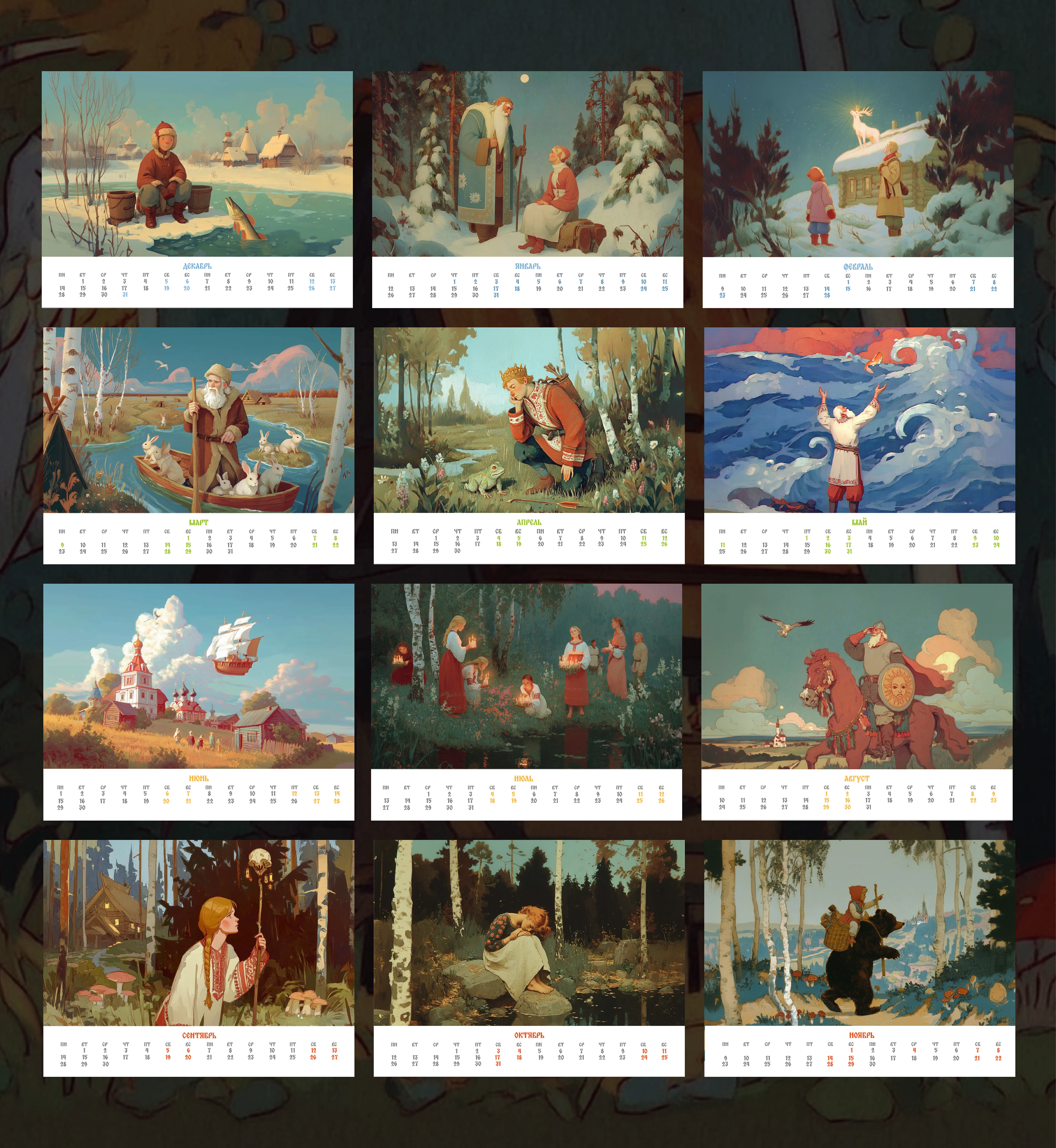 календарь/calendar 2026 Русские сказки ИИ — Изображение №11 — Иллюстрация, Графика на Dprofile