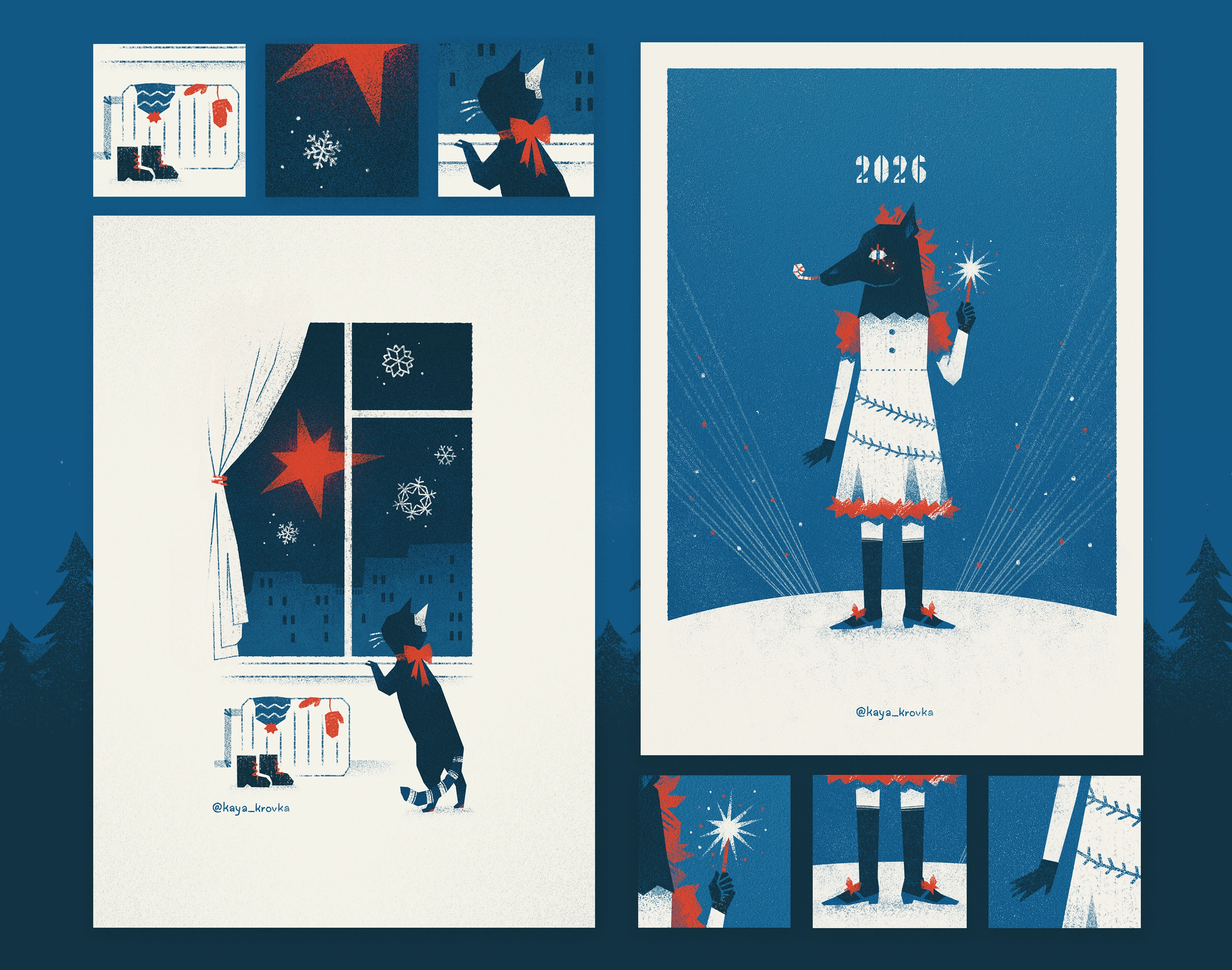 Новогодние открытки для адвент-календаря и почты Санты — Изображение №12 — Брендинг, Иллюстрация на Dprofile