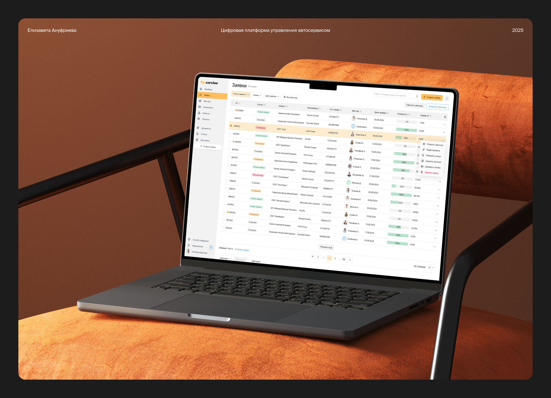 CRM система для автосервиса | UX / UI дизайн — Изображение №1 — Интерфейсы на Dprofile