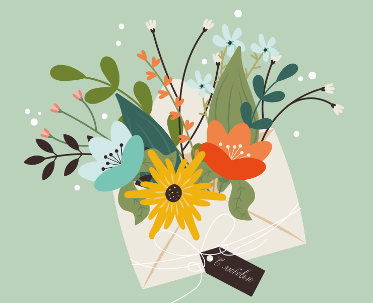 ЦВЕТОЧНАЯ КОМПОЗИЦИЯ в конверте в Adobe Illustrator на Dprofile