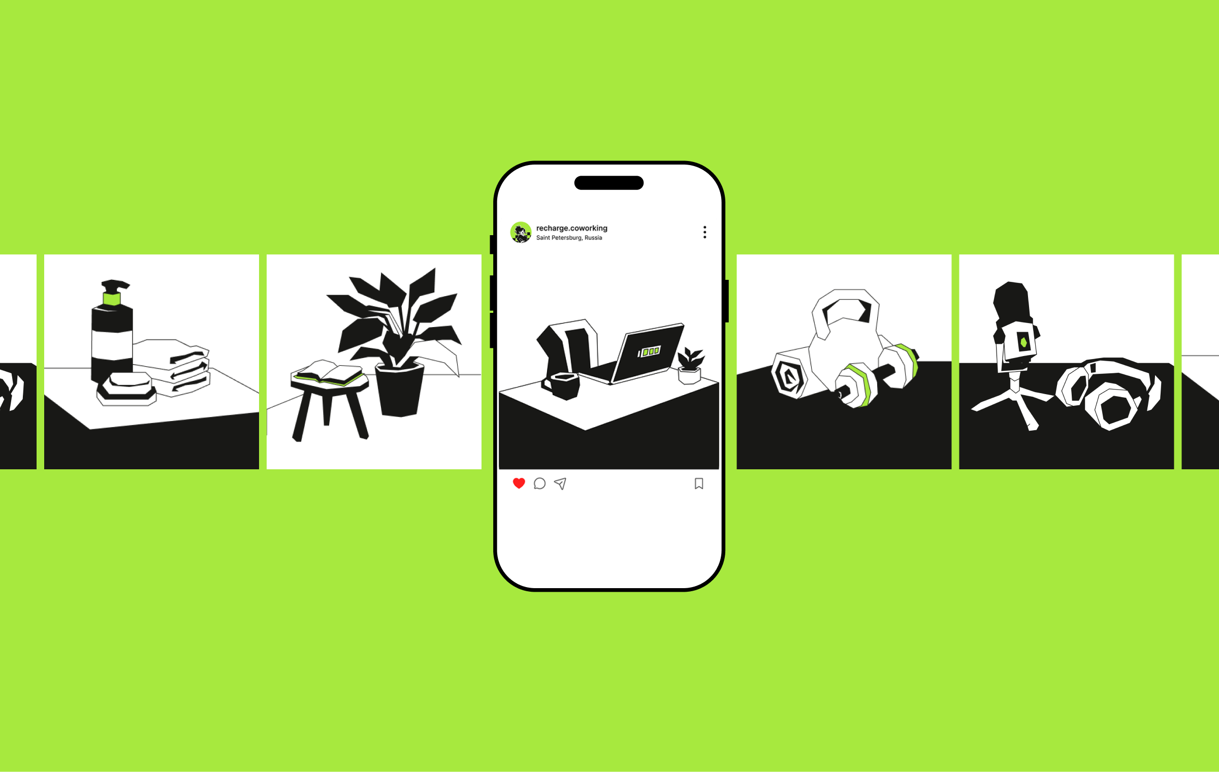 RECHARGE — айдентика и сайт коворкинга — Изображение №12 — Интерфейсы, Брендинг на Dprofile