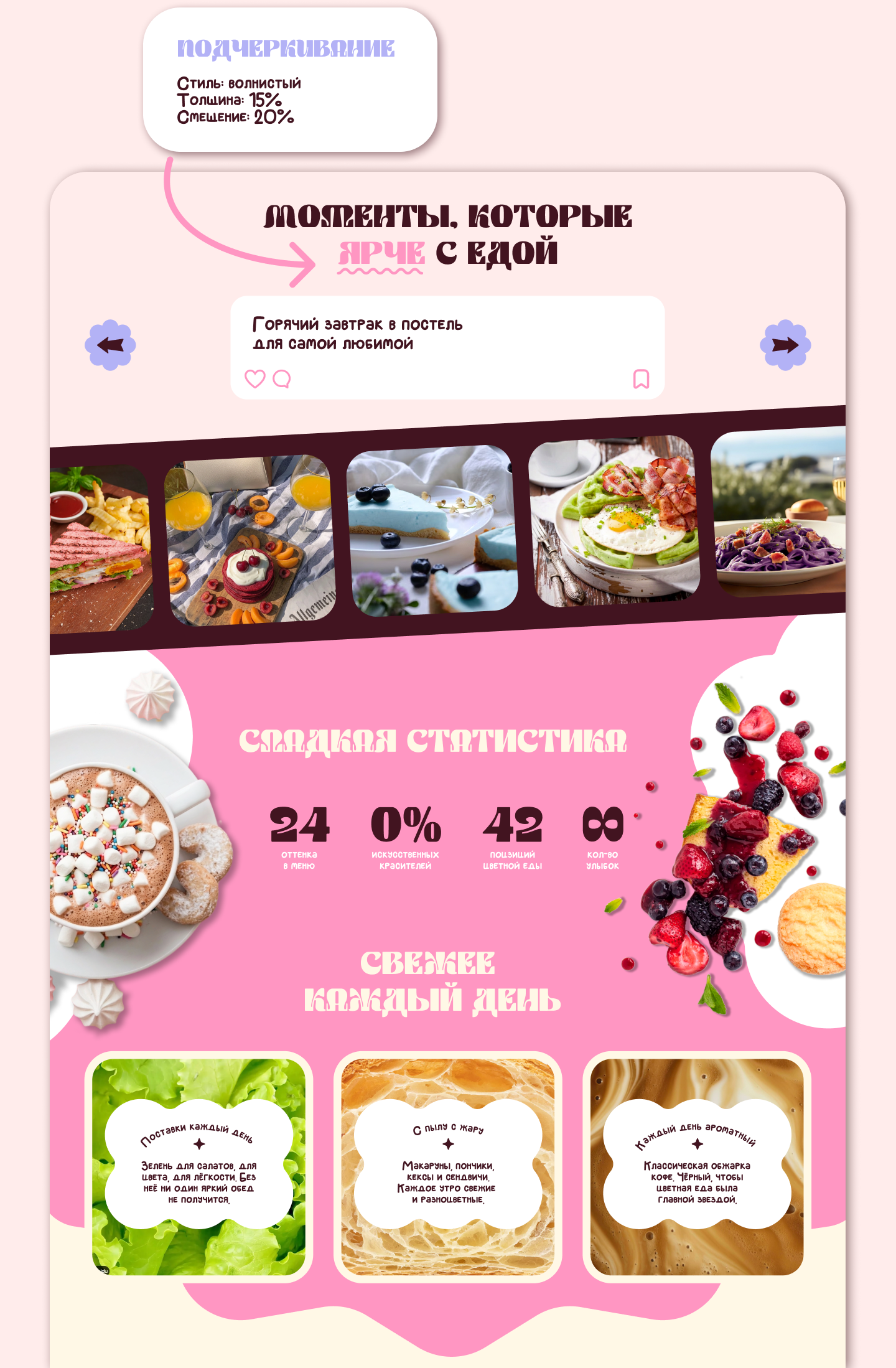 Pink-Eat: яркий лендинг для цветных блюд — Изображение №10 — Интерфейсы на Dprofile