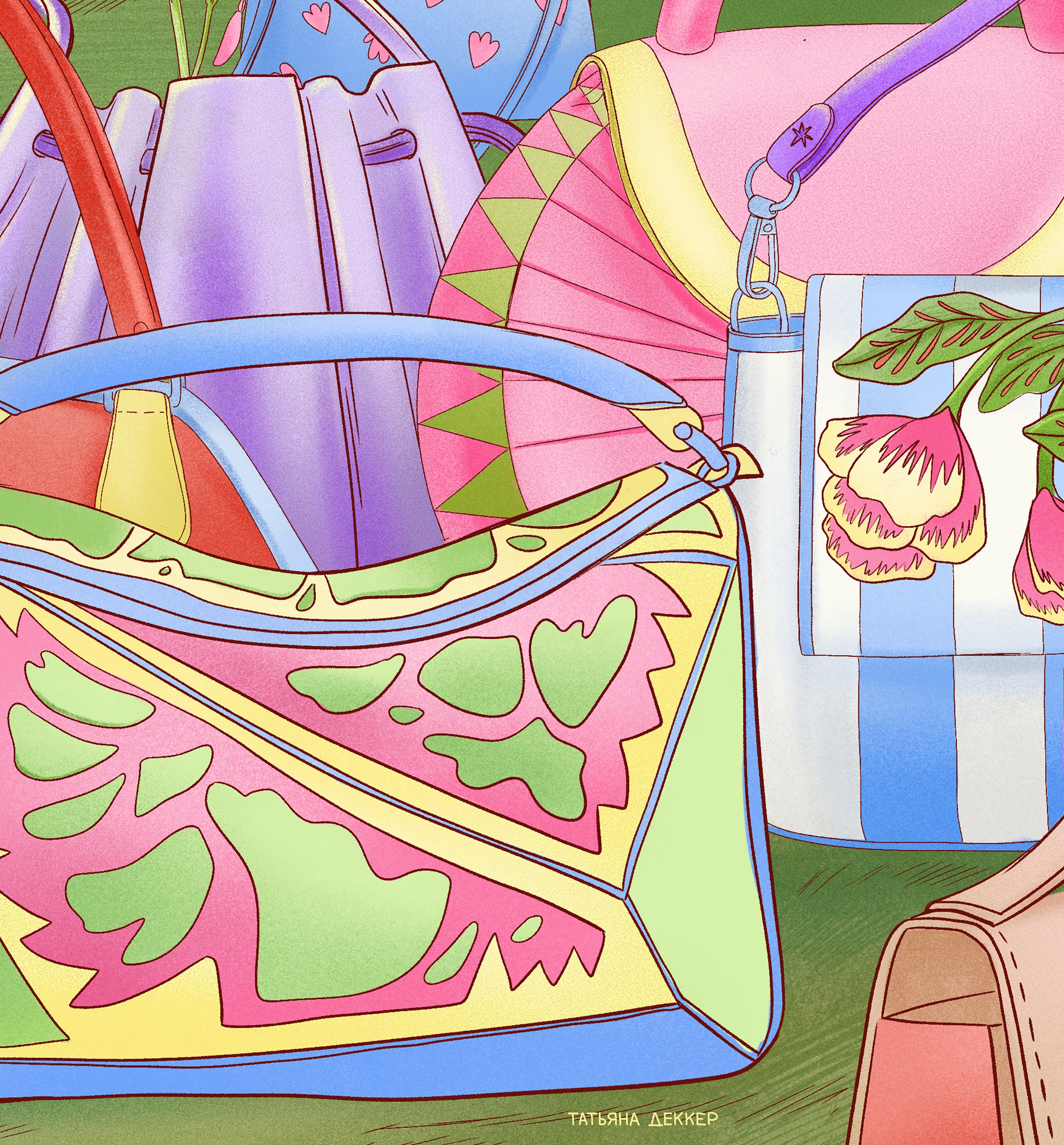 Коммерческая иллюстрация для бренда сумок| editorial art — Изображение №5 — Брендинг, Иллюстрация на Dprofile