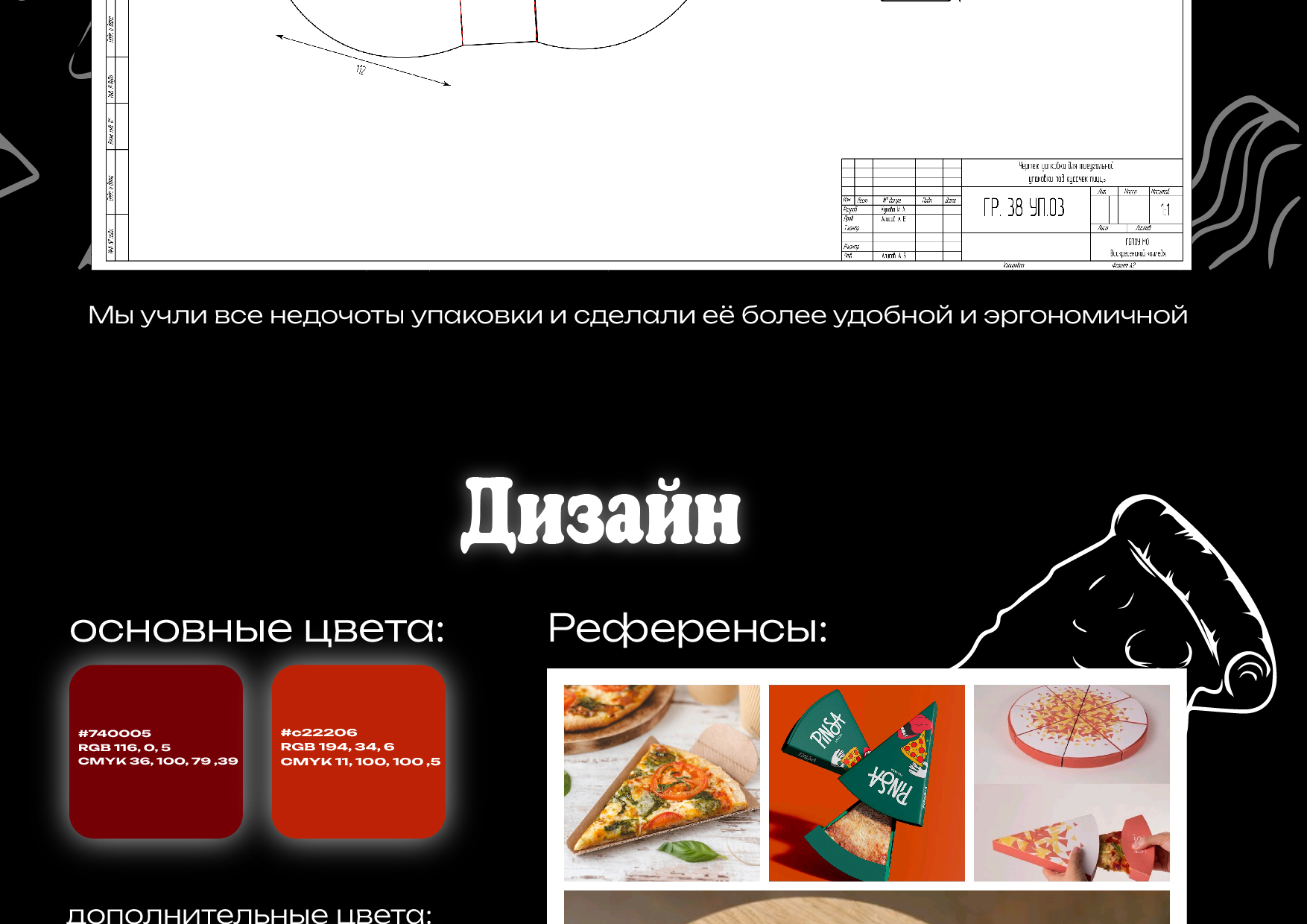 Разрабтка чертежа и дизайна упаковки под кусочек пиццы — Изображение №8 — Брендинг на Dprofile
