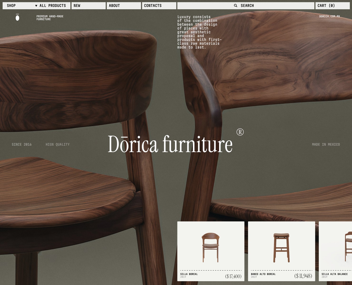 Dōrica Furniture | интернет-магазин премиум мебели — Интерфейсы на Dprofile