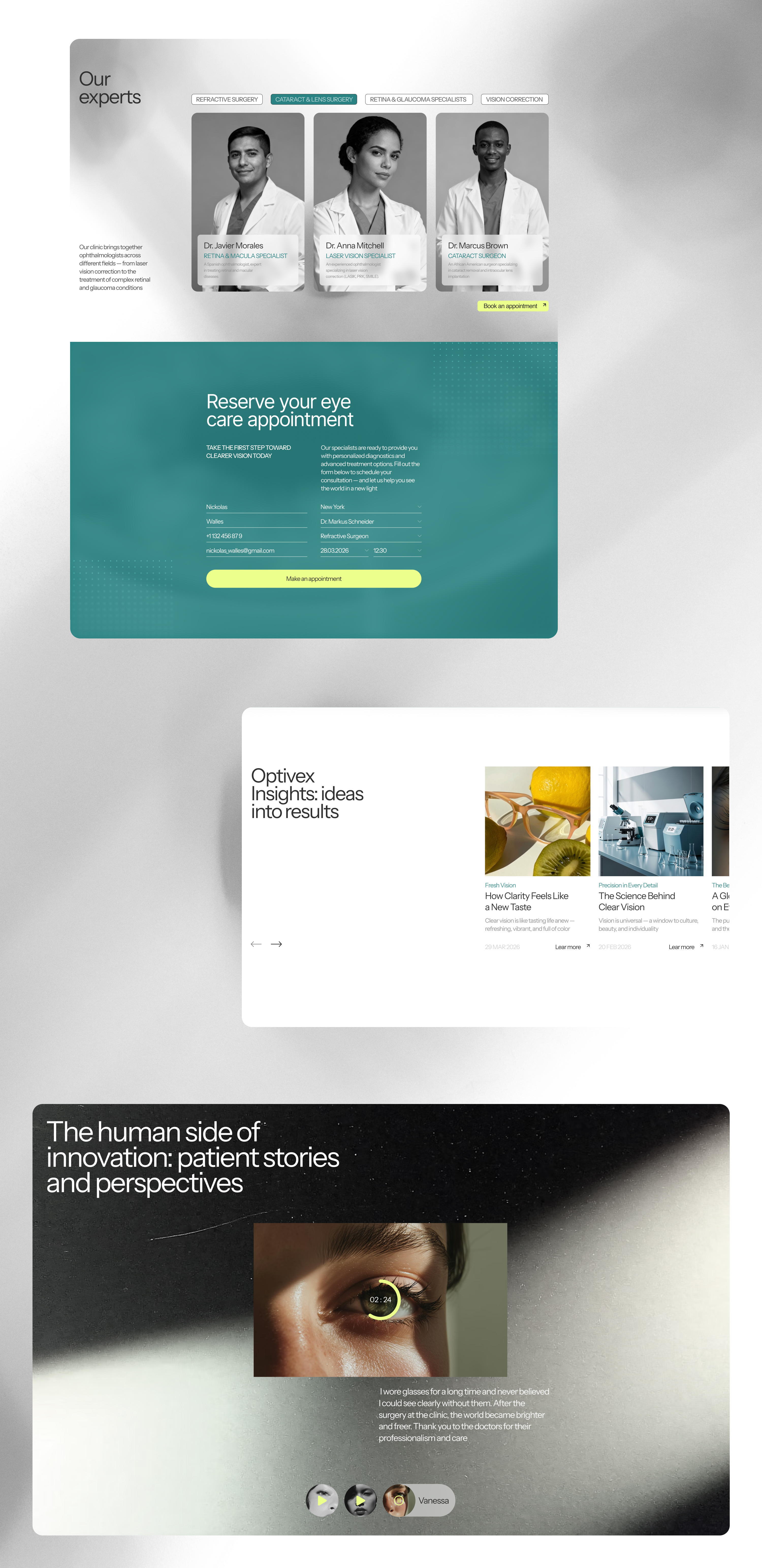 Optivex - Прогрессивная офтальмологическая клиника — Изображение №5 — Интерфейсы, Анимация на Dprofile