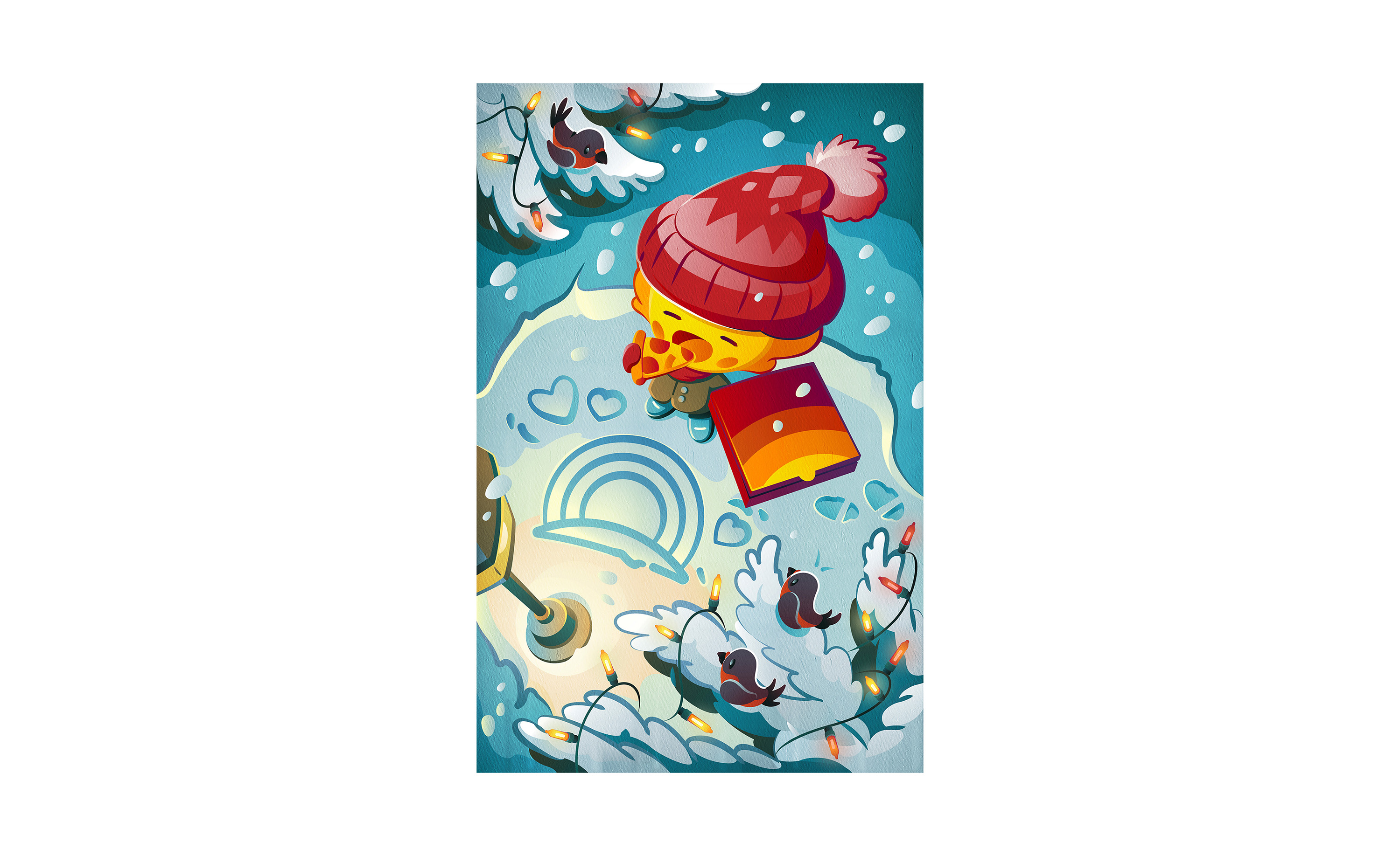 Новогодняя обложка для приложения Tashir pizza 🍕 — Изображение №1 — Иллюстрация, Графика на Dprofile