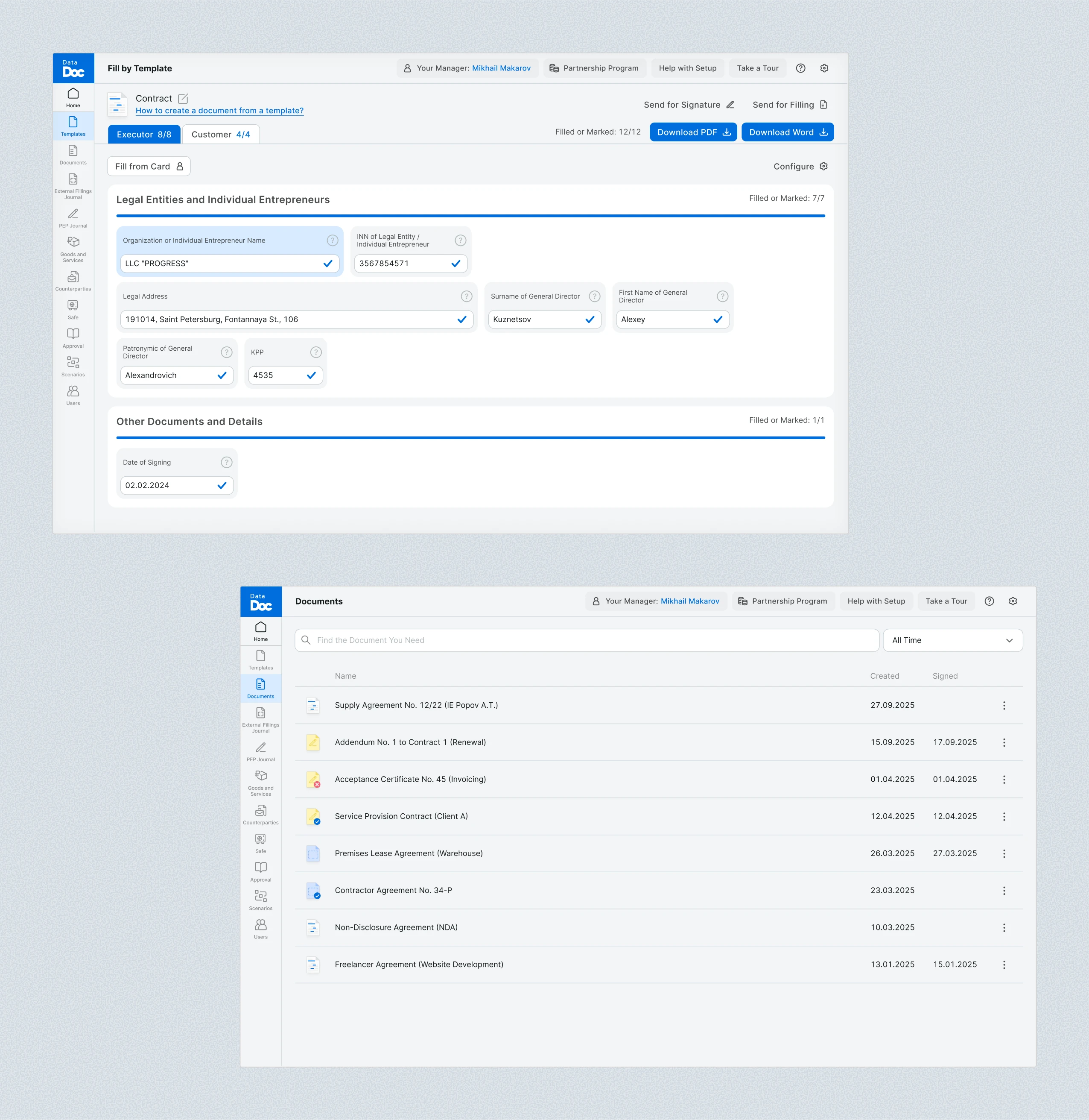 DataDoc — SaaS | E-Docs & Workflow — Изображение №17 — Интерфейсы на Dprofile