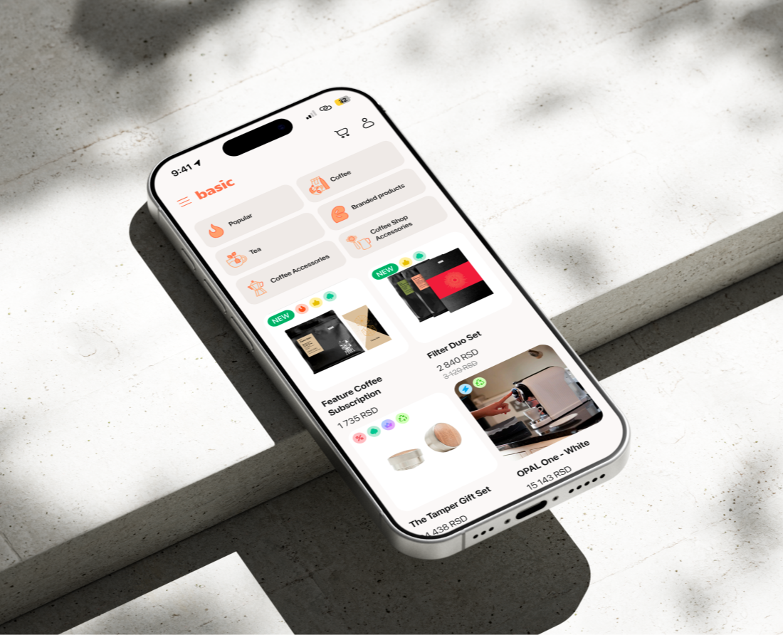 basic | Cofee Store | UI/UX Design — Интерфейсы на Dprofile