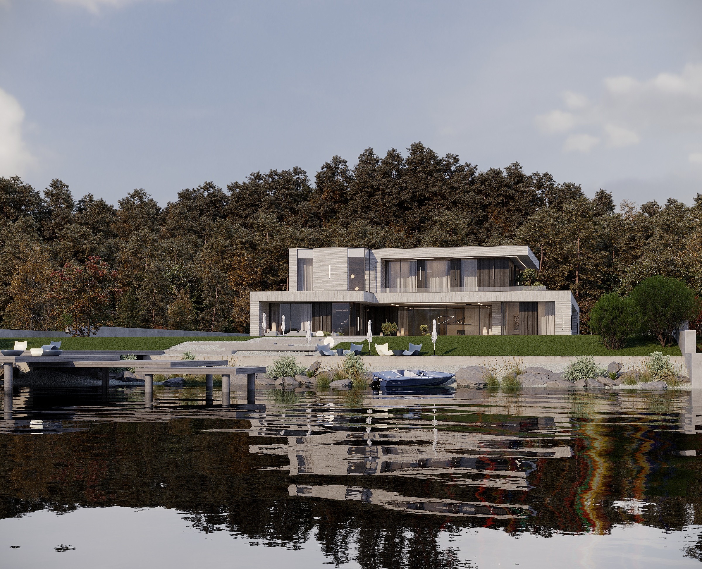 Villa Clarina - проект загородного дома у реки — 3D на Dprofile