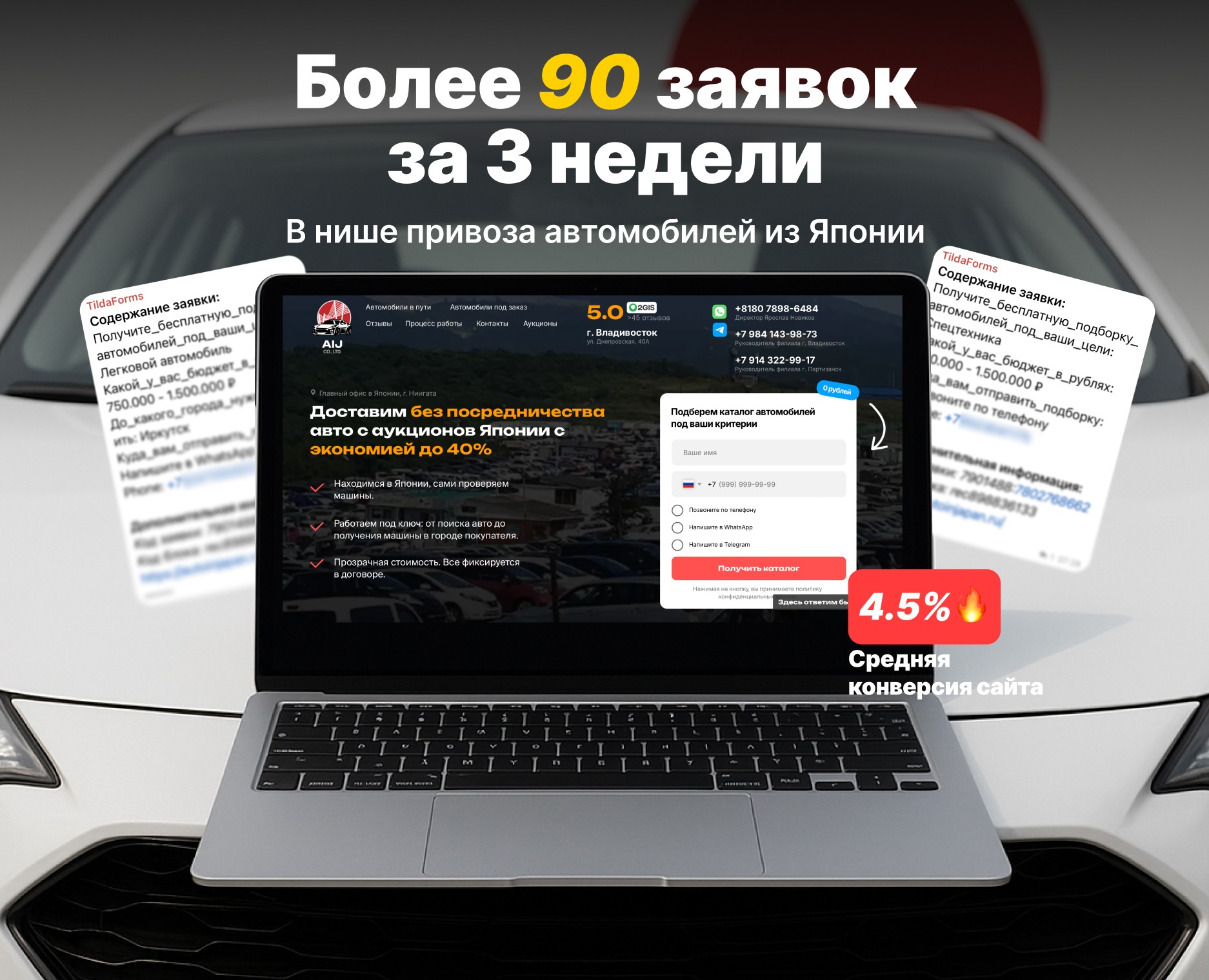 Создали с нуля продающий сайт в нише доставок авто из Японии — Интерфейсы на Dprofile