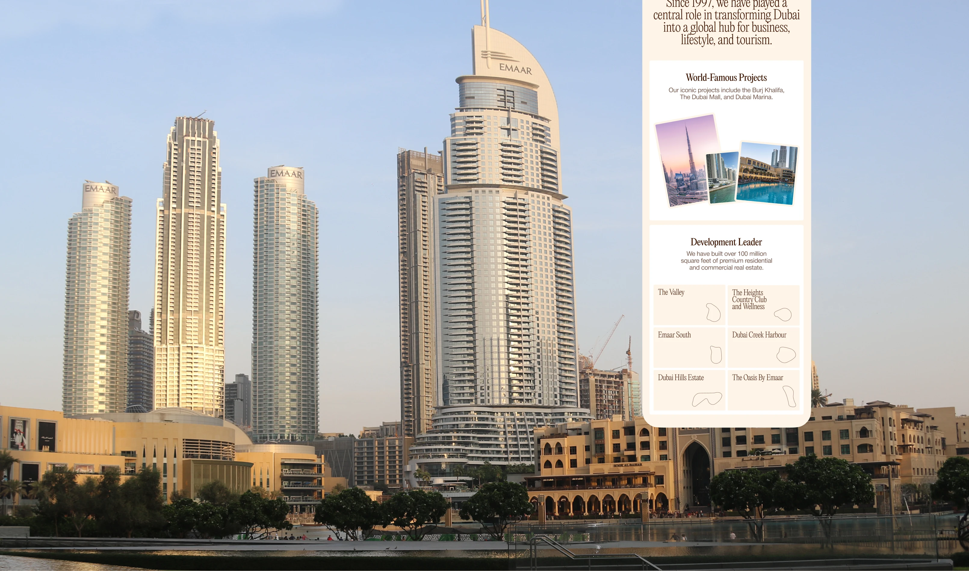 Недвижимость в Дубае Emaar (real estate, developer) — Изображение №2 — Интерфейсы на Dprofile