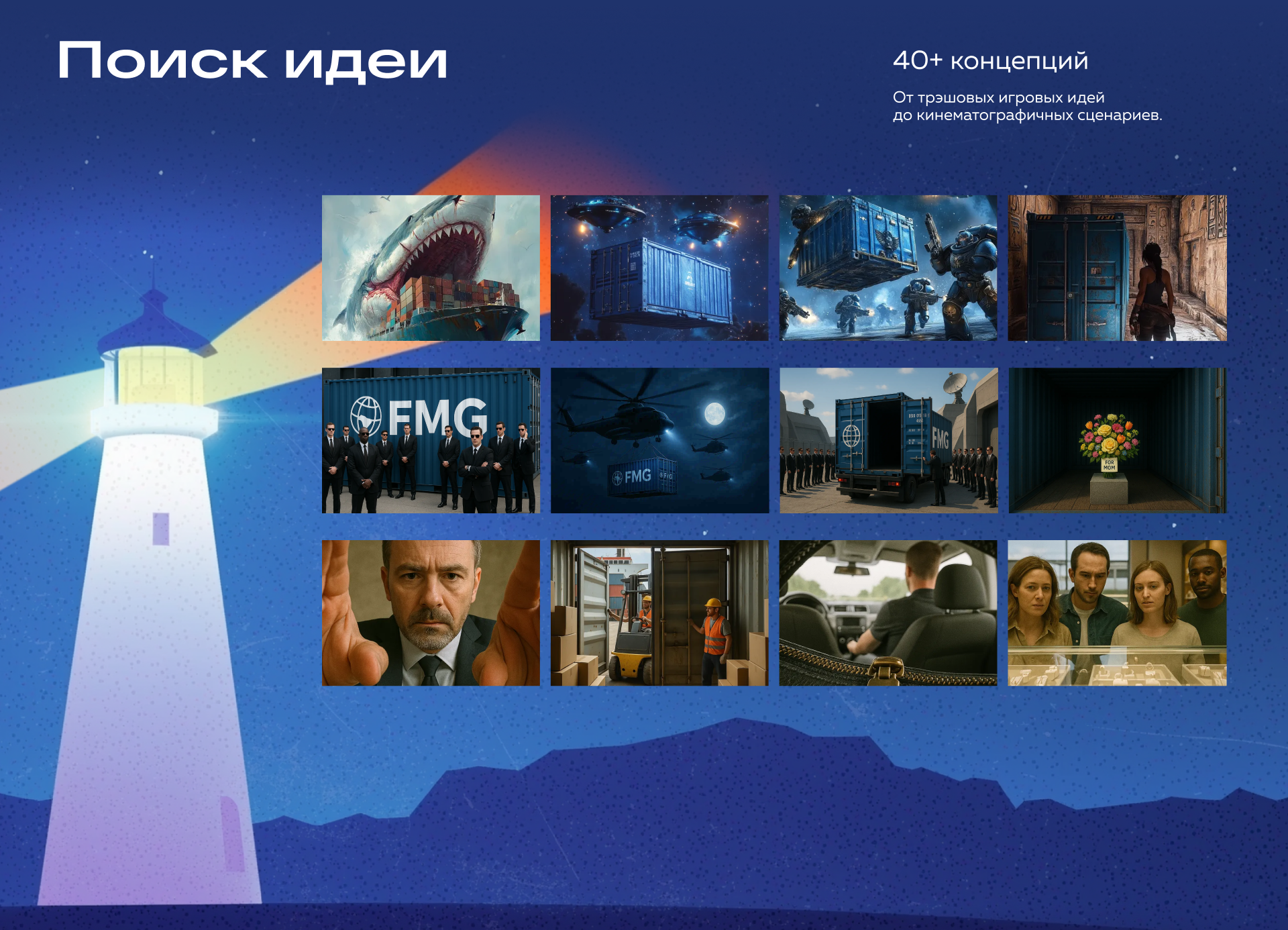 FMG Group: киношный 3D-сайт с концептами на AI — Изображение №3 — Анимация, Нейро на Dprofile