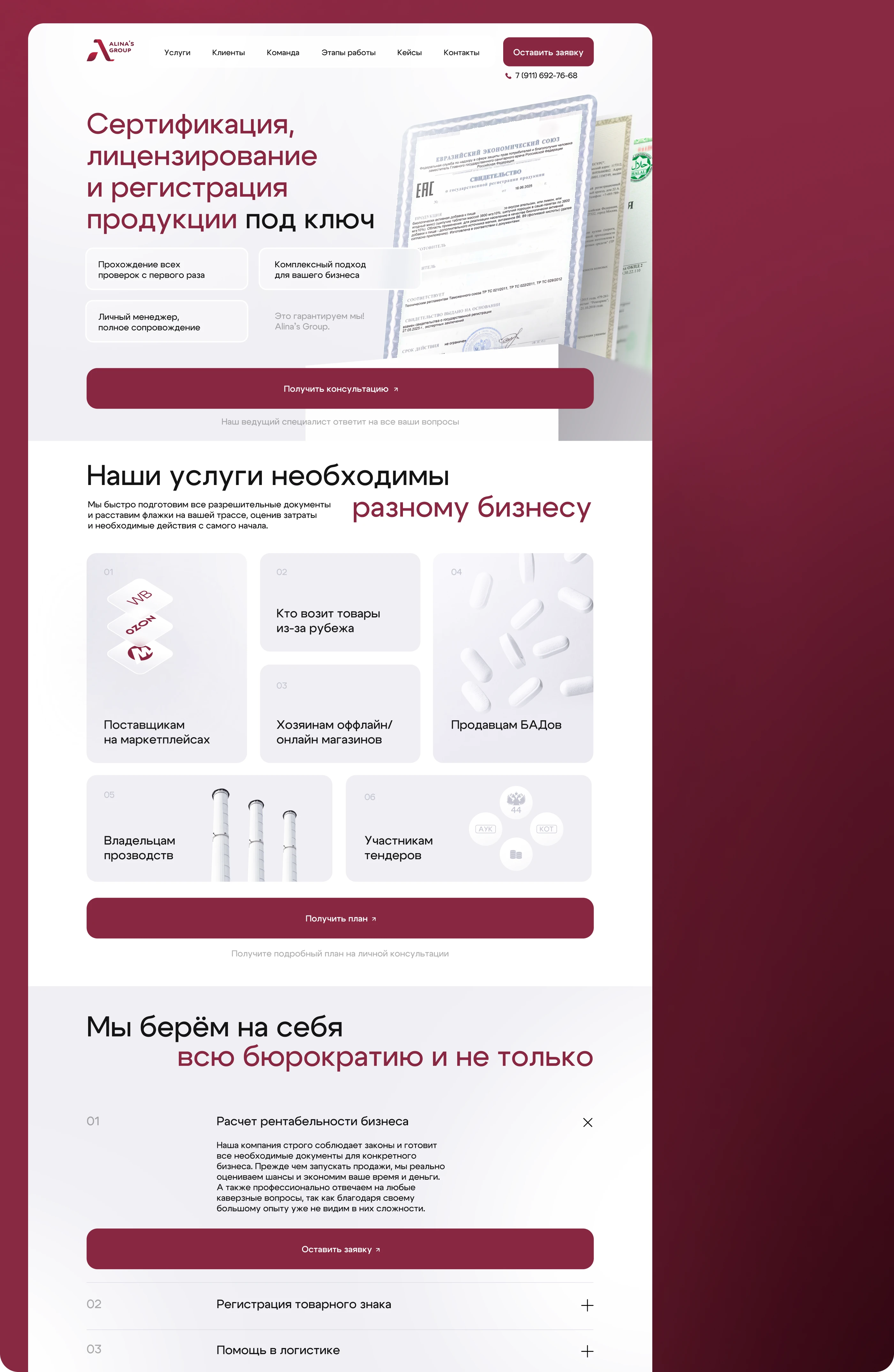 Alina's Group | Website — Изображение №8 — Интерфейсы, Брендинг на Dprofile