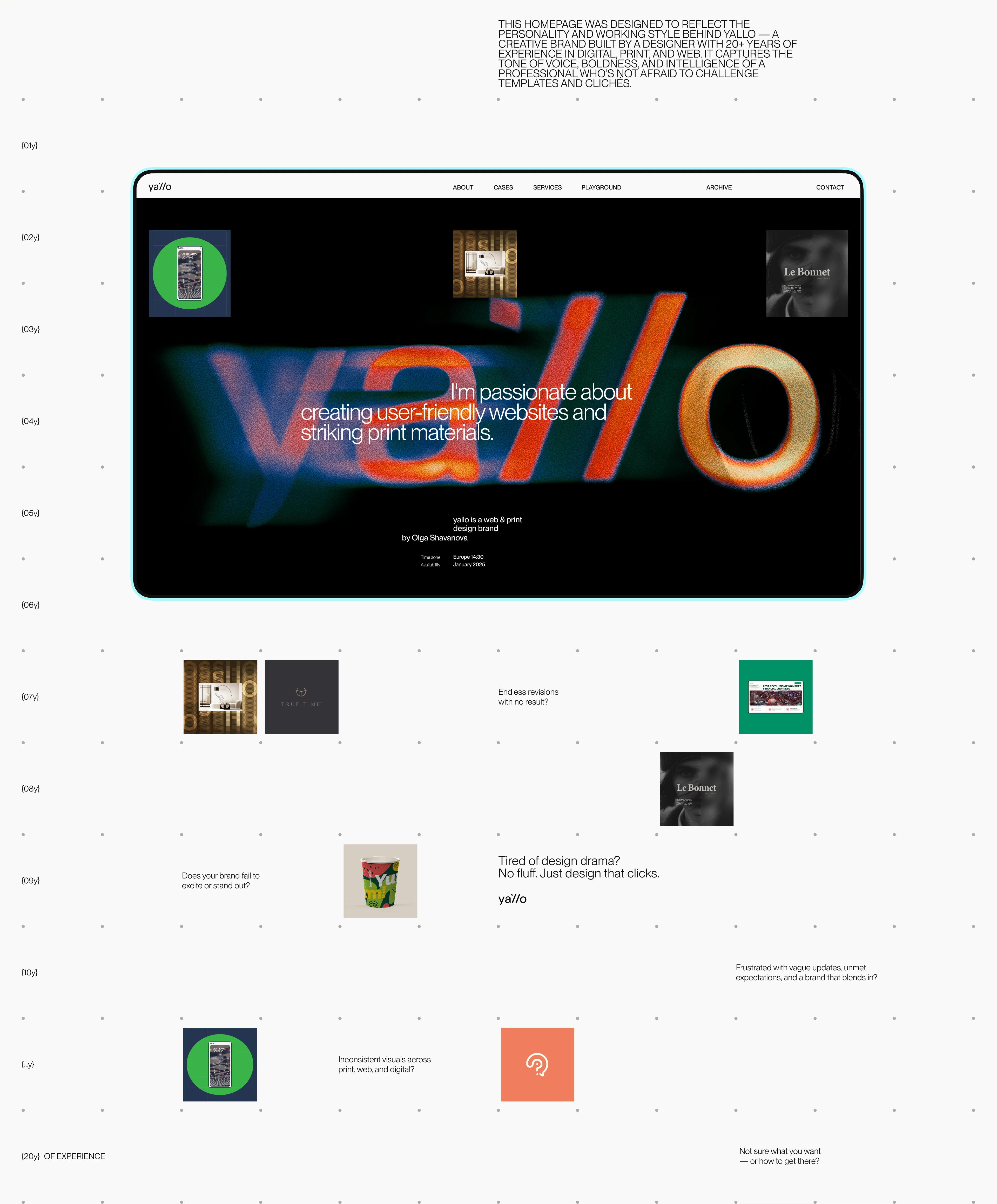 Сайт и айдентика для дизайн бренда Yallo — Изображение №4 — Интерфейсы, Брендинг на Dprofile