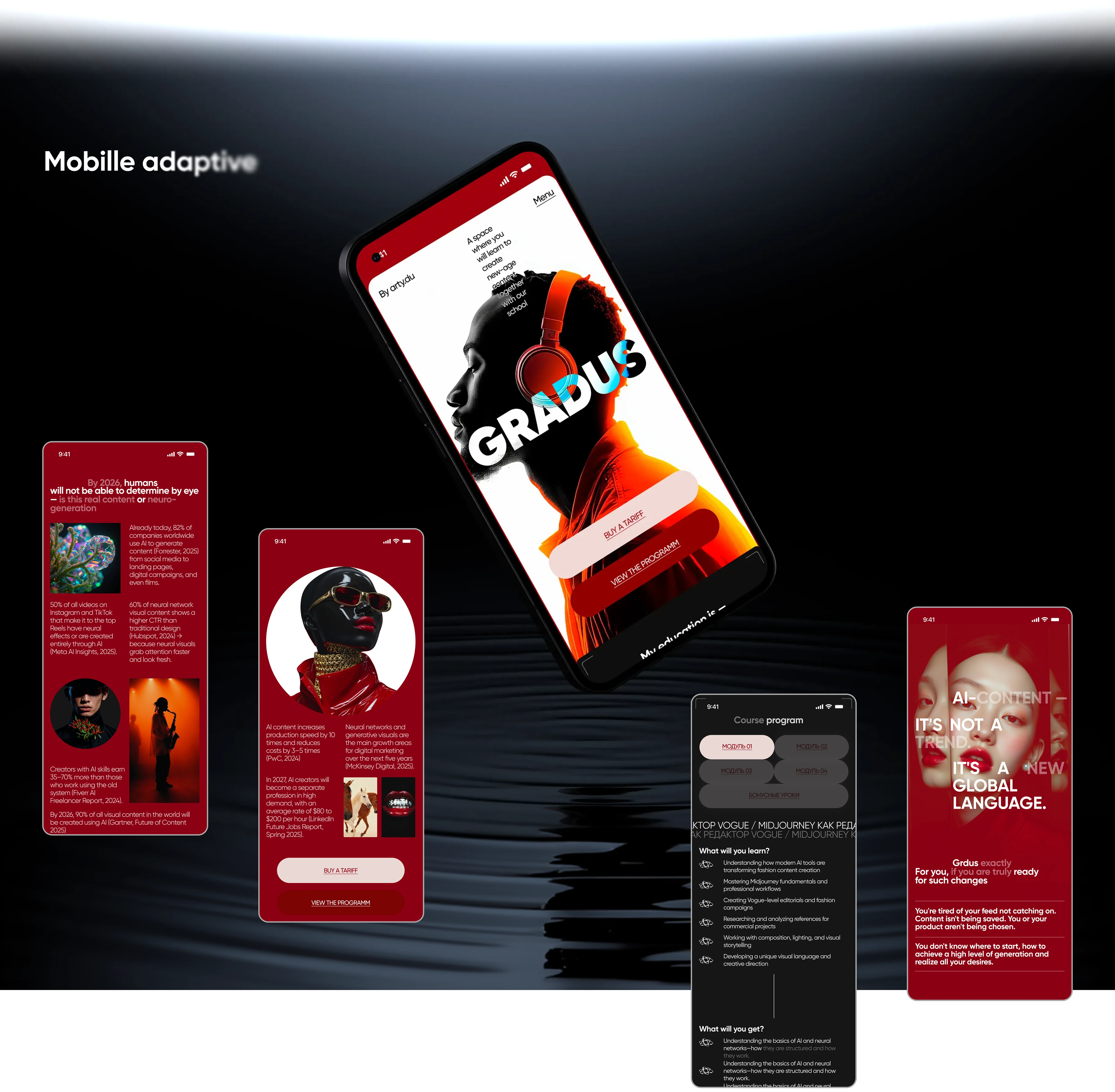 GRADUS — EdTech-платформа для создателей AI Fashion-контента — Изображение №12 — Интерфейсы, Анимация на Dprofile