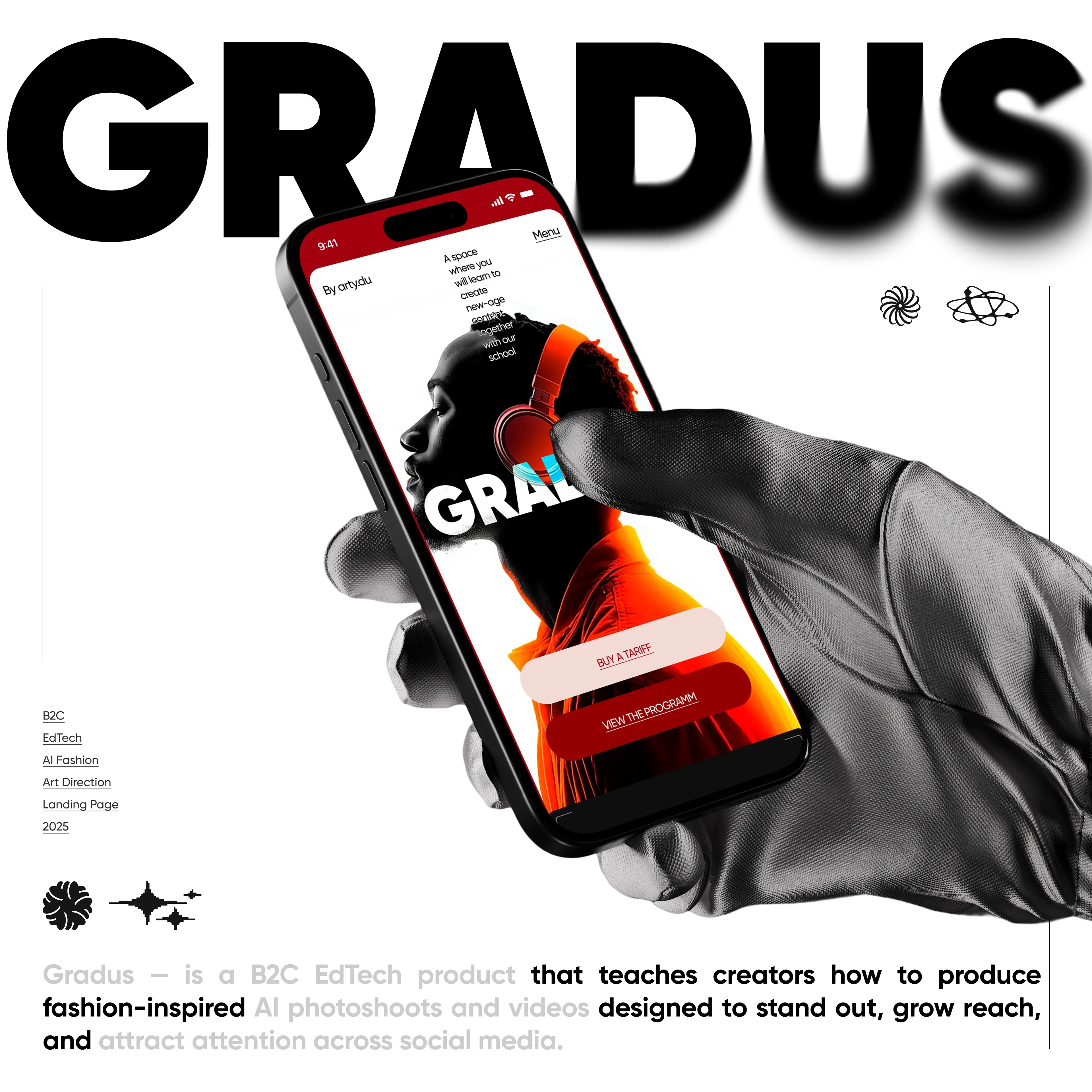 GRADUS — EdTech-платформа для создателей AI Fashion-контента — Изображение №1 — Интерфейсы, Анимация на Dprofile