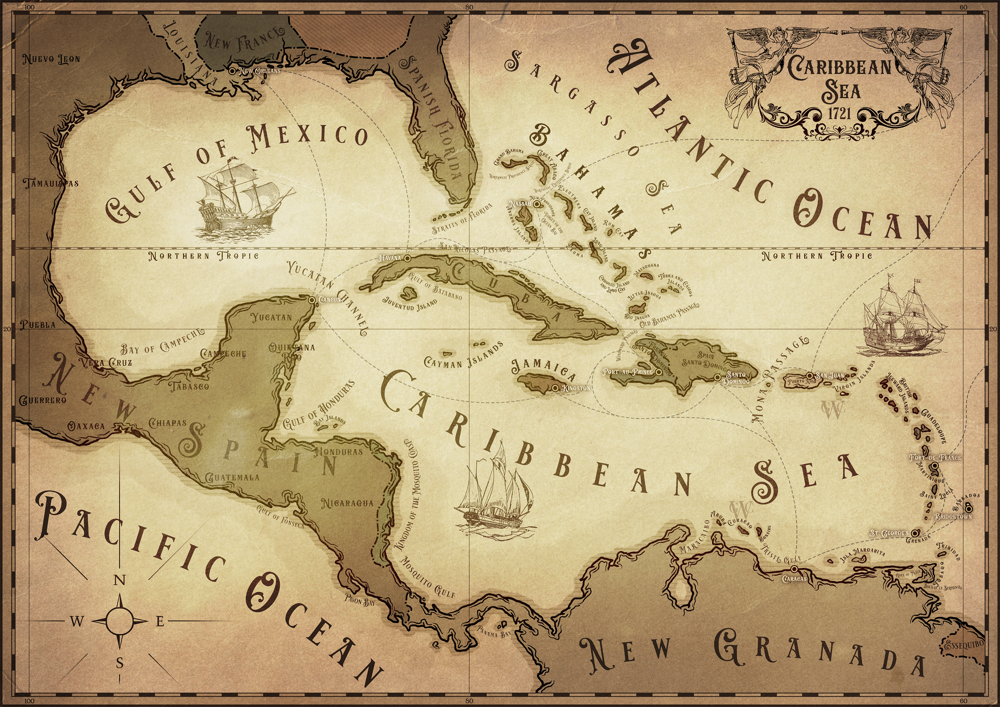 Карта Карибского Бассейна — Изображение №2 — Иллюстрация, Графика на Dprofile