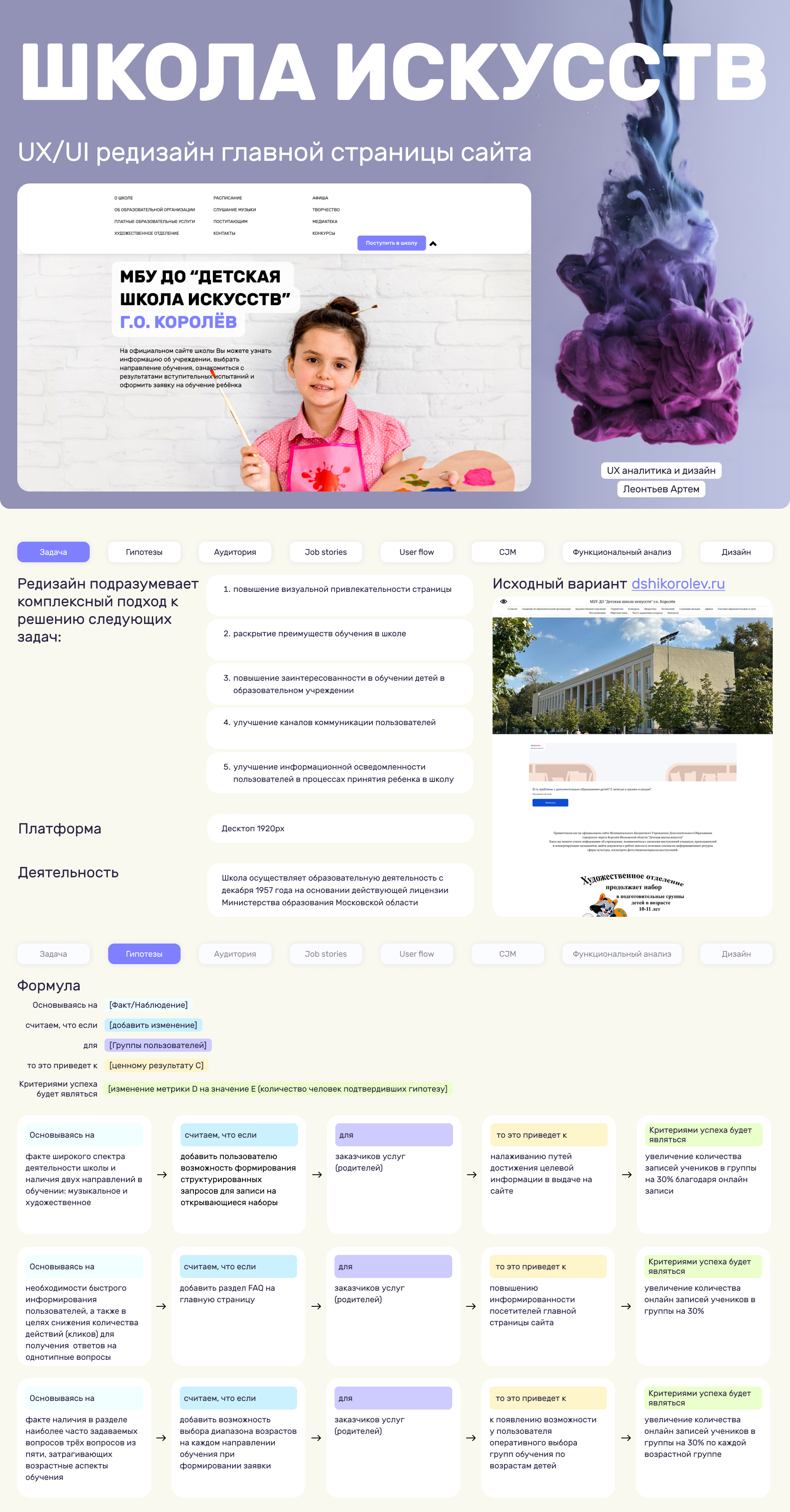 Школа искусств UX/UI редизайн главной страницы сайта — Изображение №1 — Интерфейсы на Dprofile