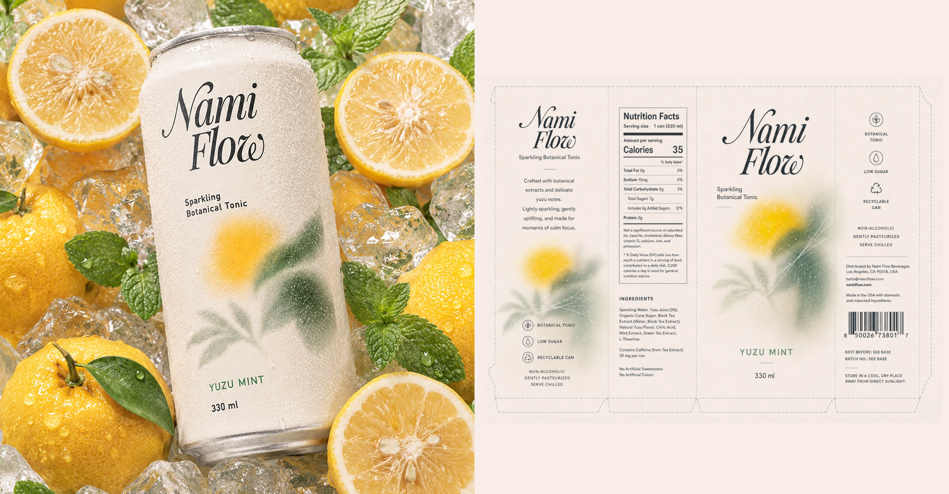 NAMI FLOW — Botanical Drink Identity — Изображение №11 — Брендинг, Промдизайн на Dprofile