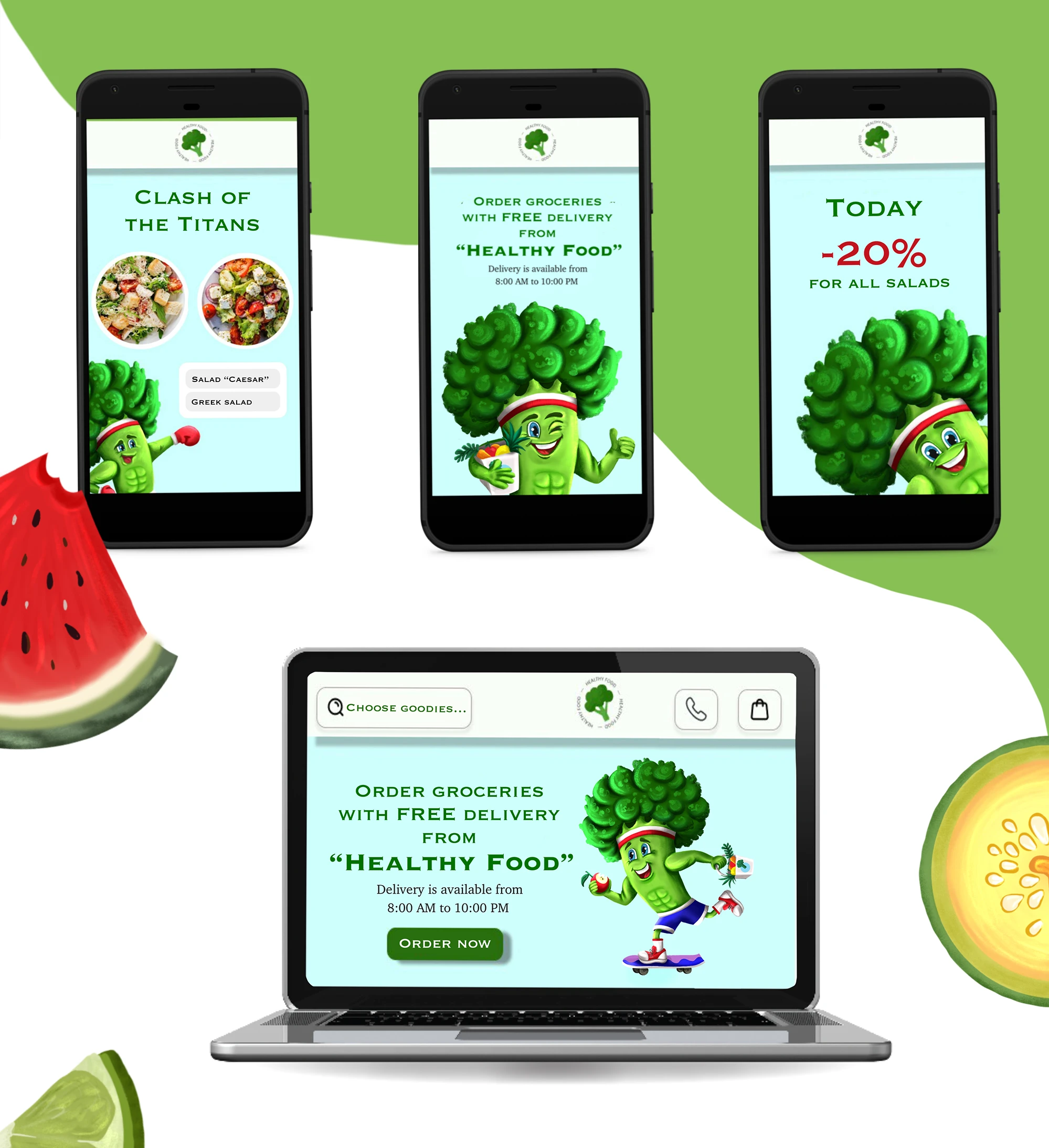 Маскот для магазина правильного питания. Персонаж Брок Коля. — Изображение №11 — Брендинг, Иллюстрация на Dprofile