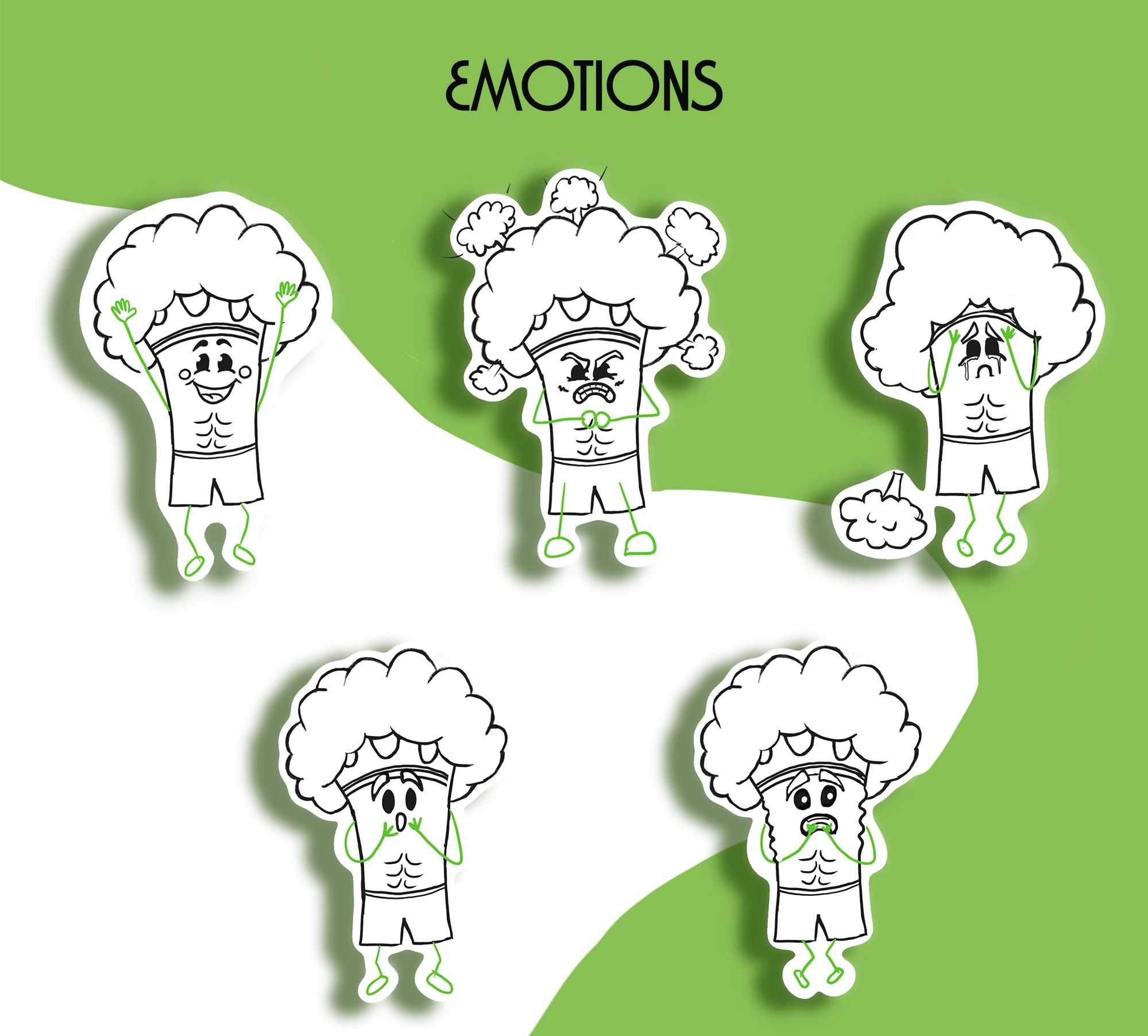 Маскот для магазина правильного питания. Персонаж Брок Коля. — Изображение №7 — Брендинг, Иллюстрация на Dprofile