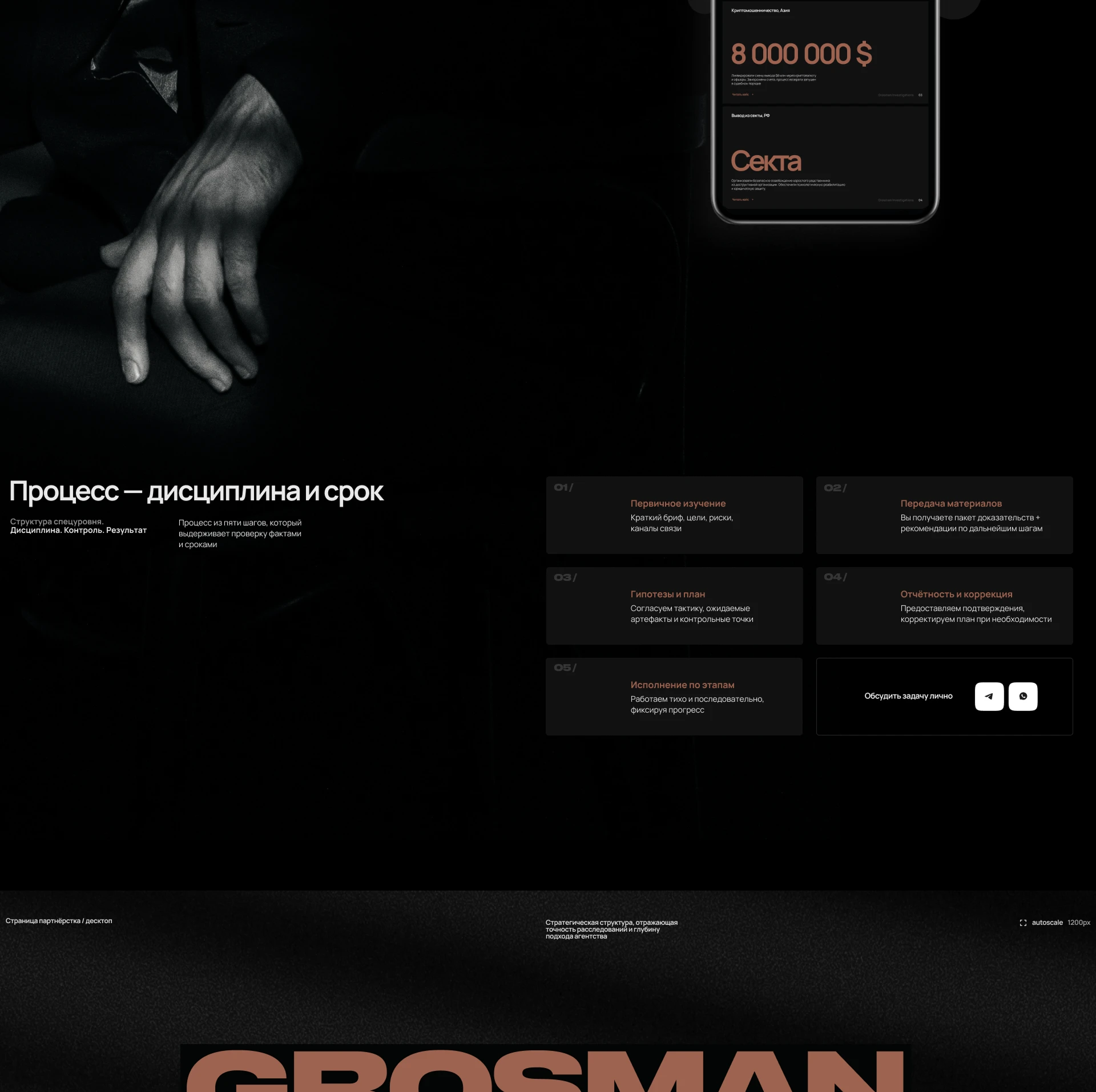 Grosman Investigations — Изображение №4 — Интерфейсы, Брендинг на Dprofile