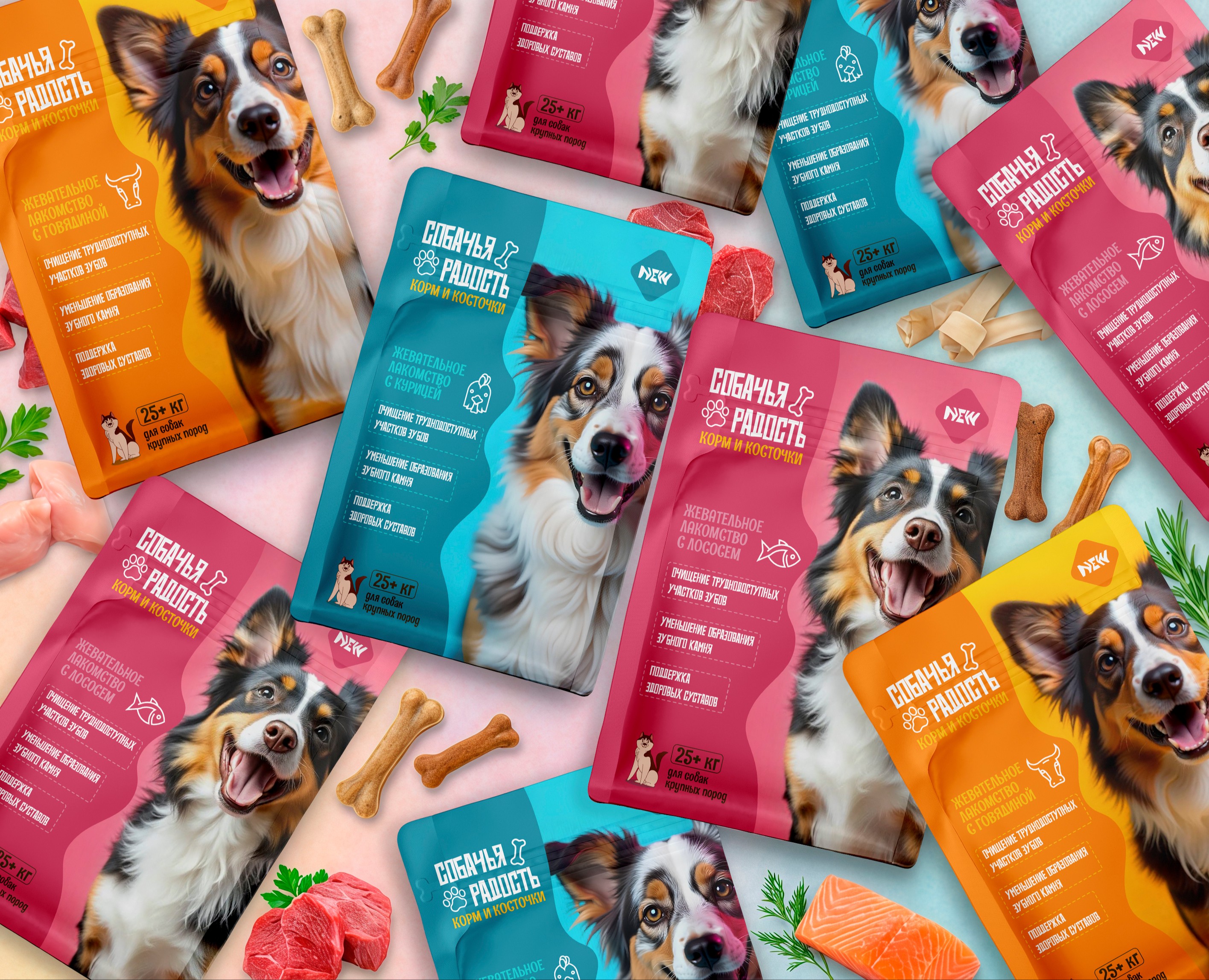 Packaging design for pet food. Дизайн упаковки для лакомства — Брендинг на Dprofile