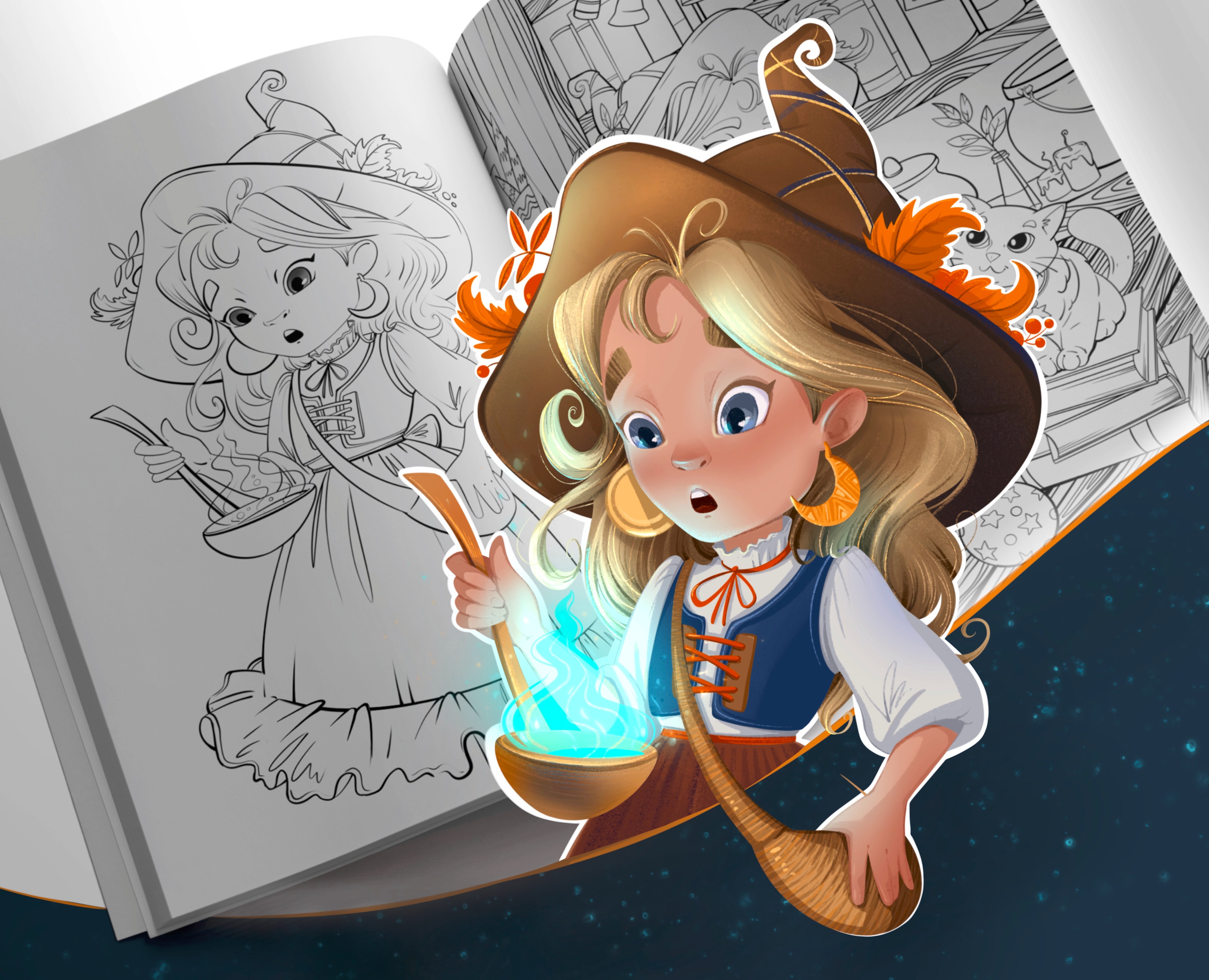 Раскраска "Мия - маленькая ведьма" на Dprofile