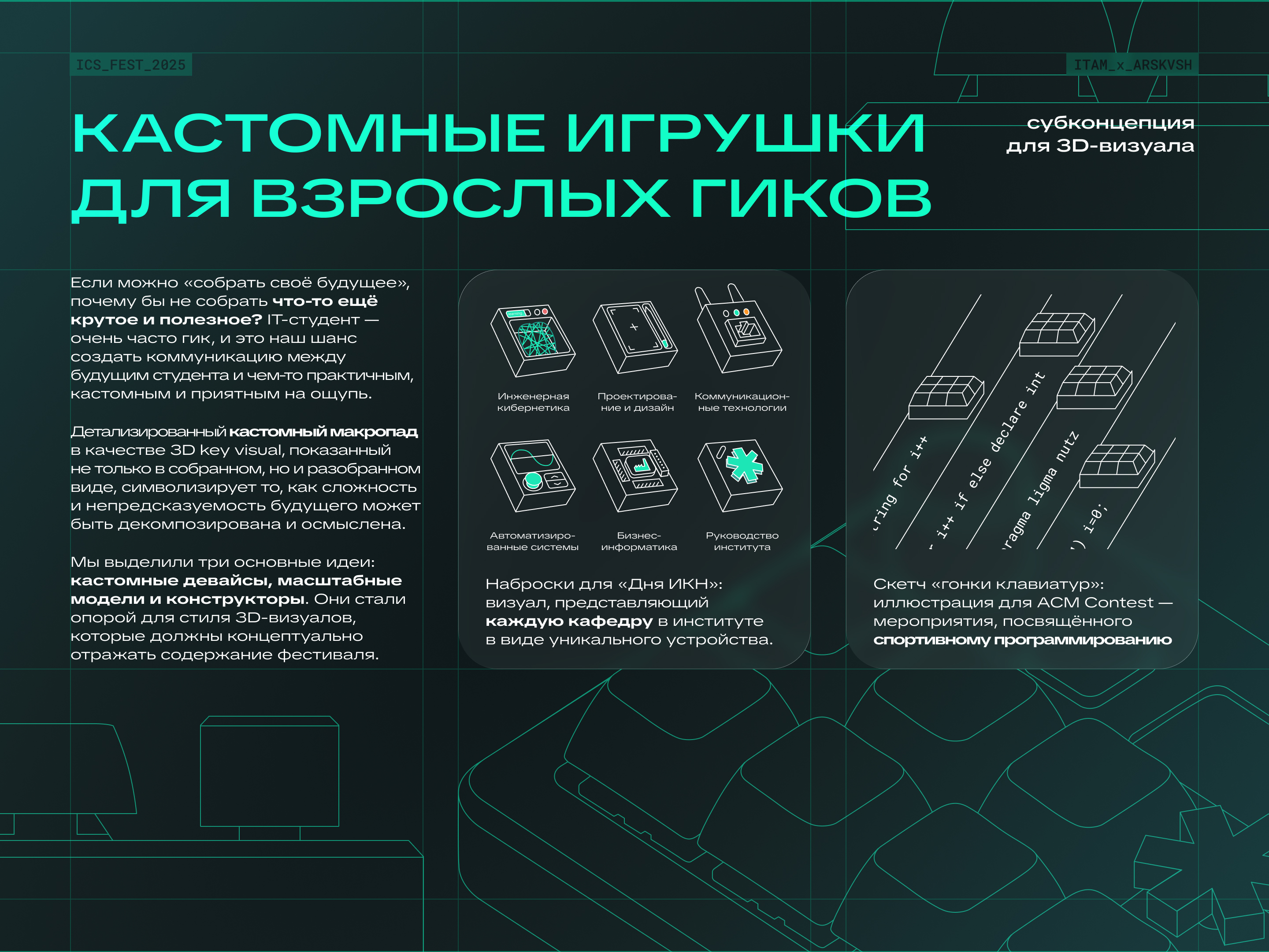 Фестиваль ИКН 2025 | Айдентика IT-фестиваля Университета МИ… — Изображение №5 — Брендинг, 3D на Dprofile